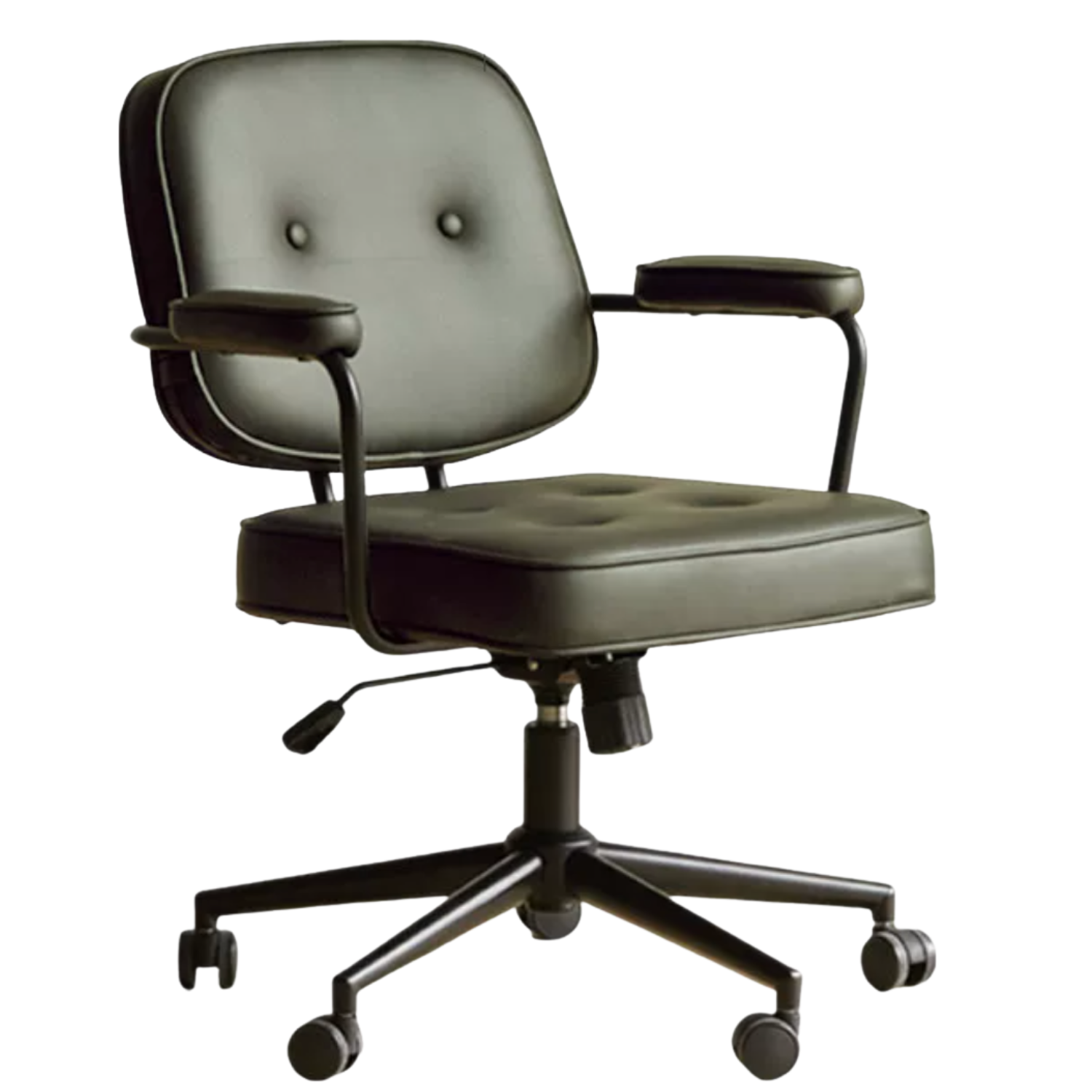 Leather Swivel Office Chair with Armrests