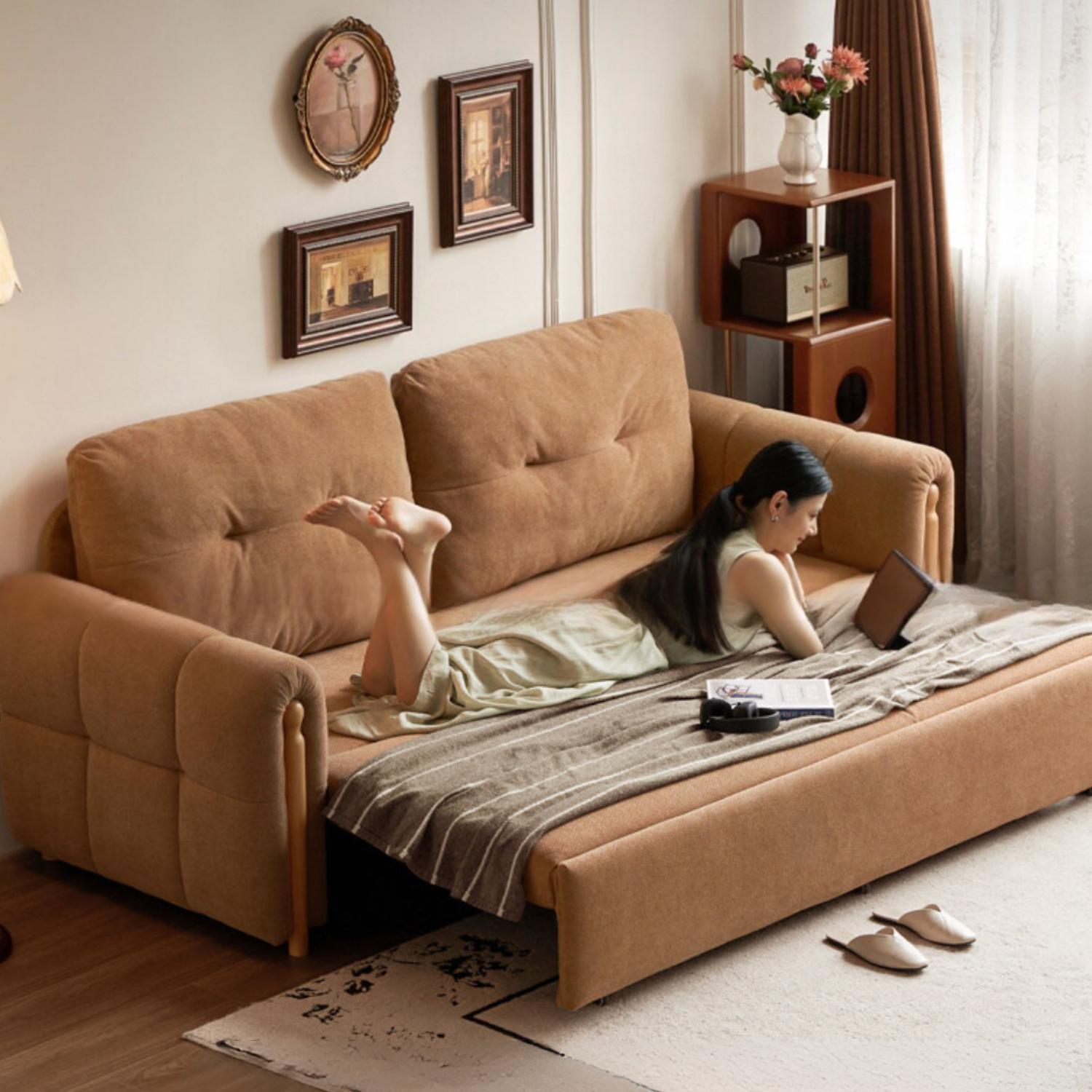 Fabric Sofa Bed Convertible Loveseat Sleeper with Pull Out Bed