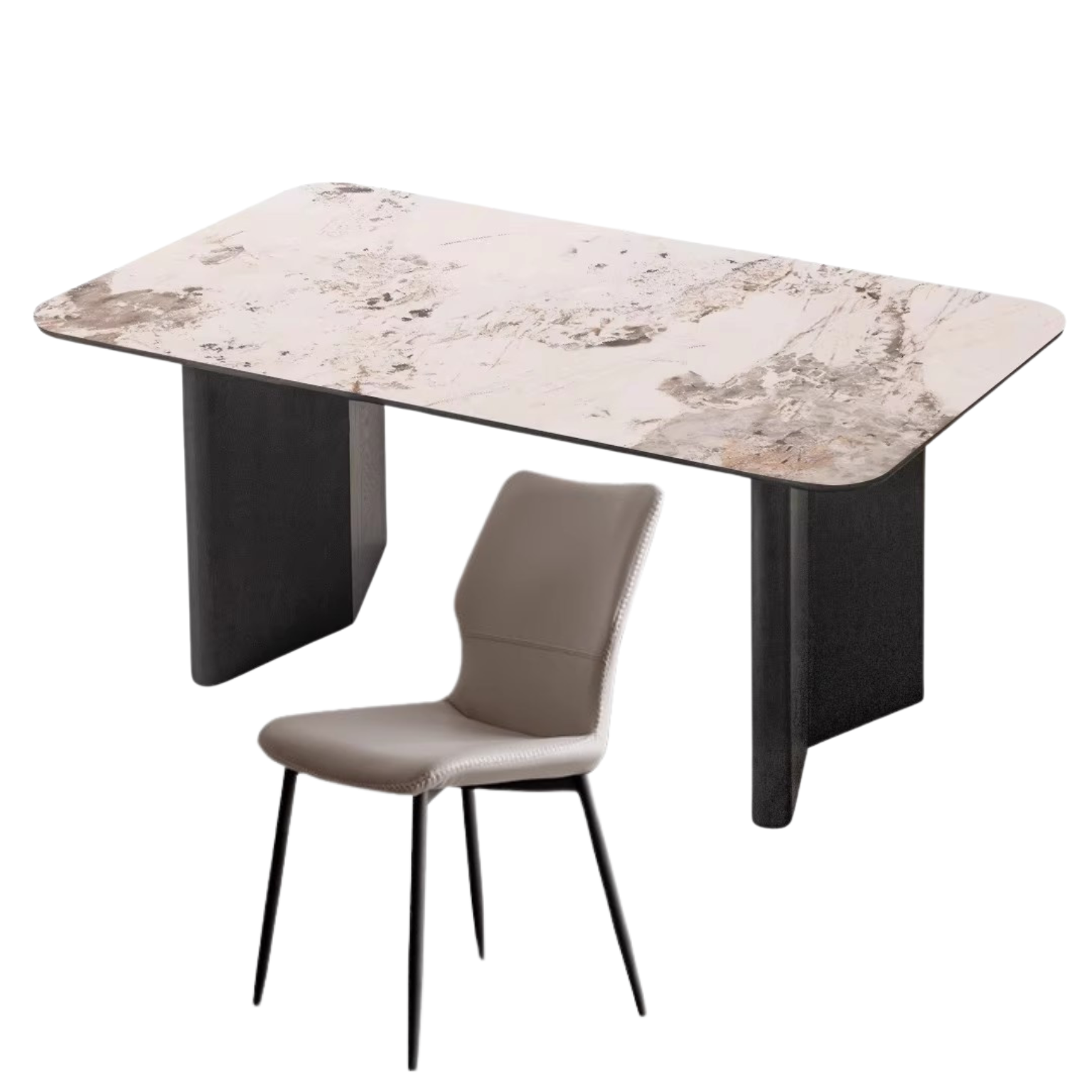 Oak Solid Wood, Solid Rubberwood Slate Italian Dining Table