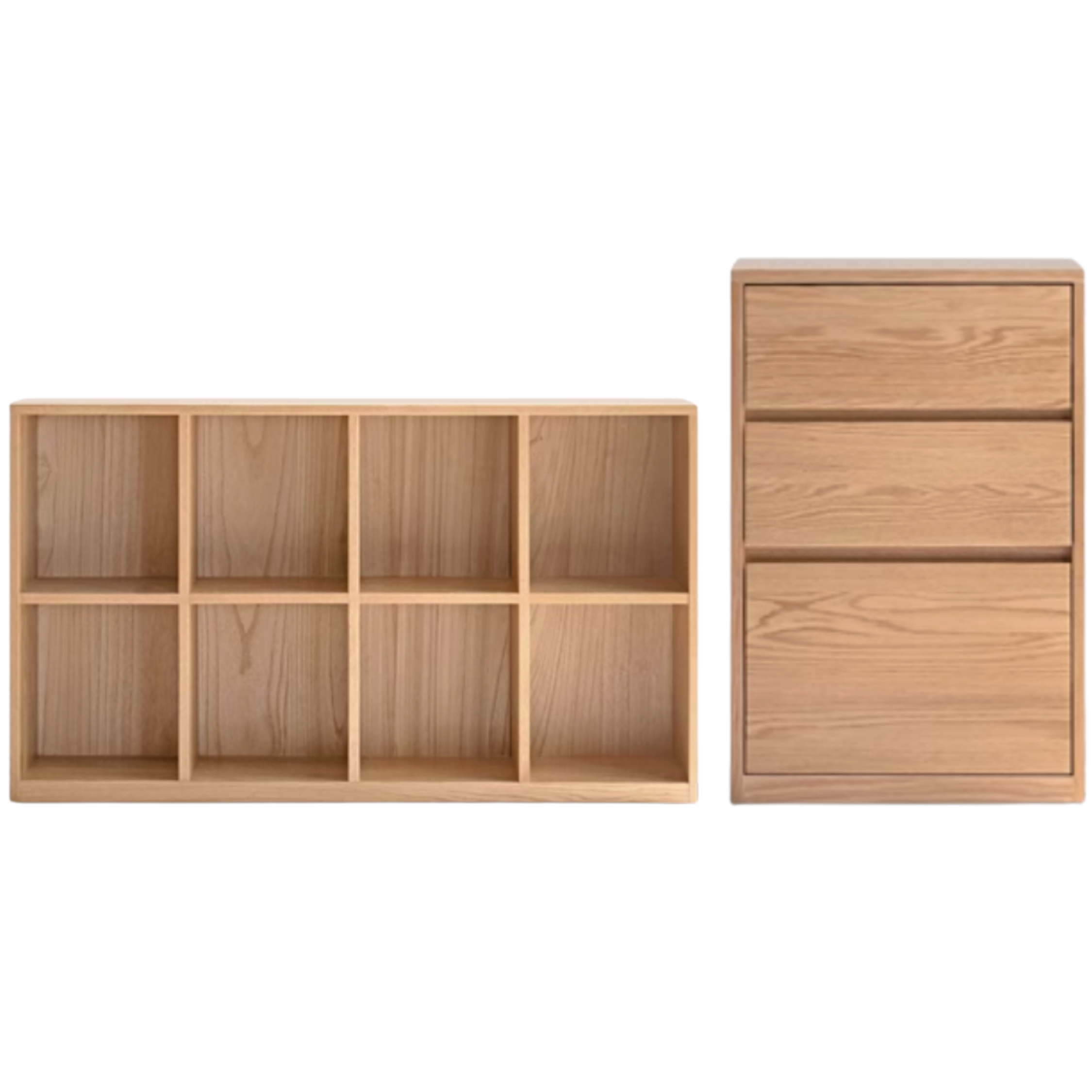 Oak, Solid Rubberwood, Ash Solid Wood Bookcase Free Combination Low Cabinet Floor-Standing Bookshelf