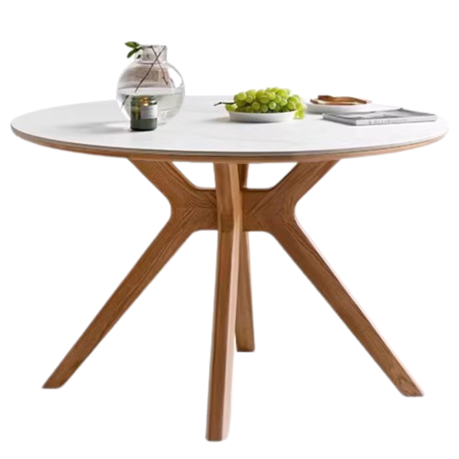 Oak Solid Wood Modern Minimalist Style Round Dining Table