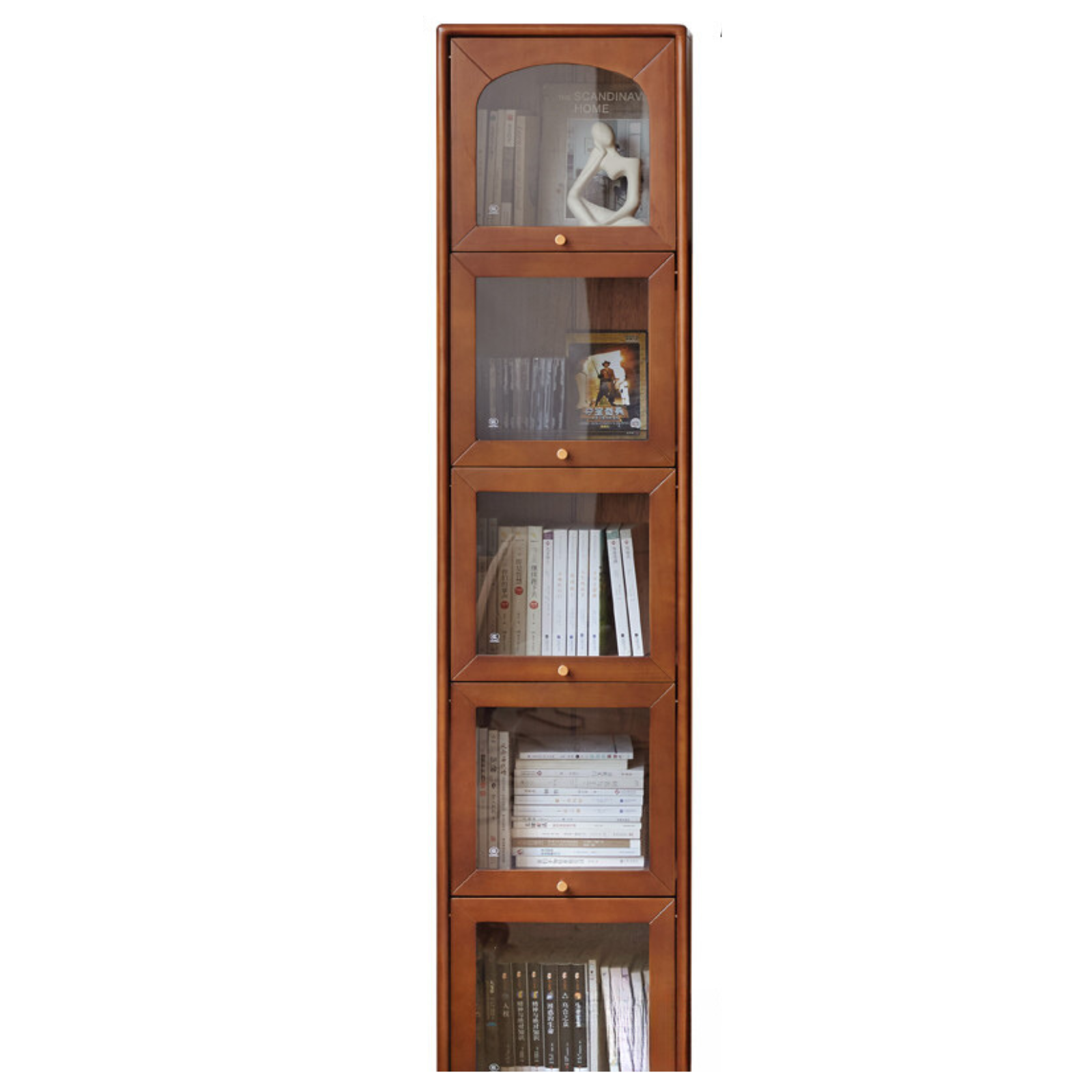 Poplar Solid Wood French Retro Glass Flip Door Bookcase