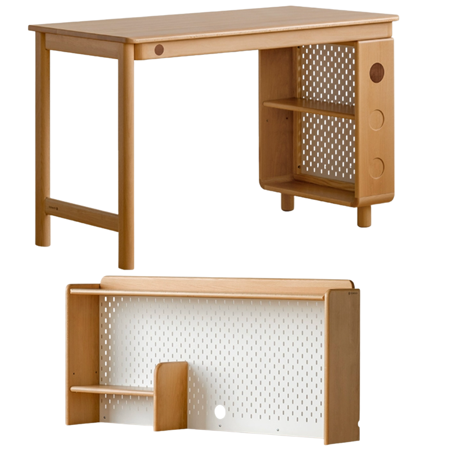 Beech Solid Wood Children's Study Table Bookshelf Integrated