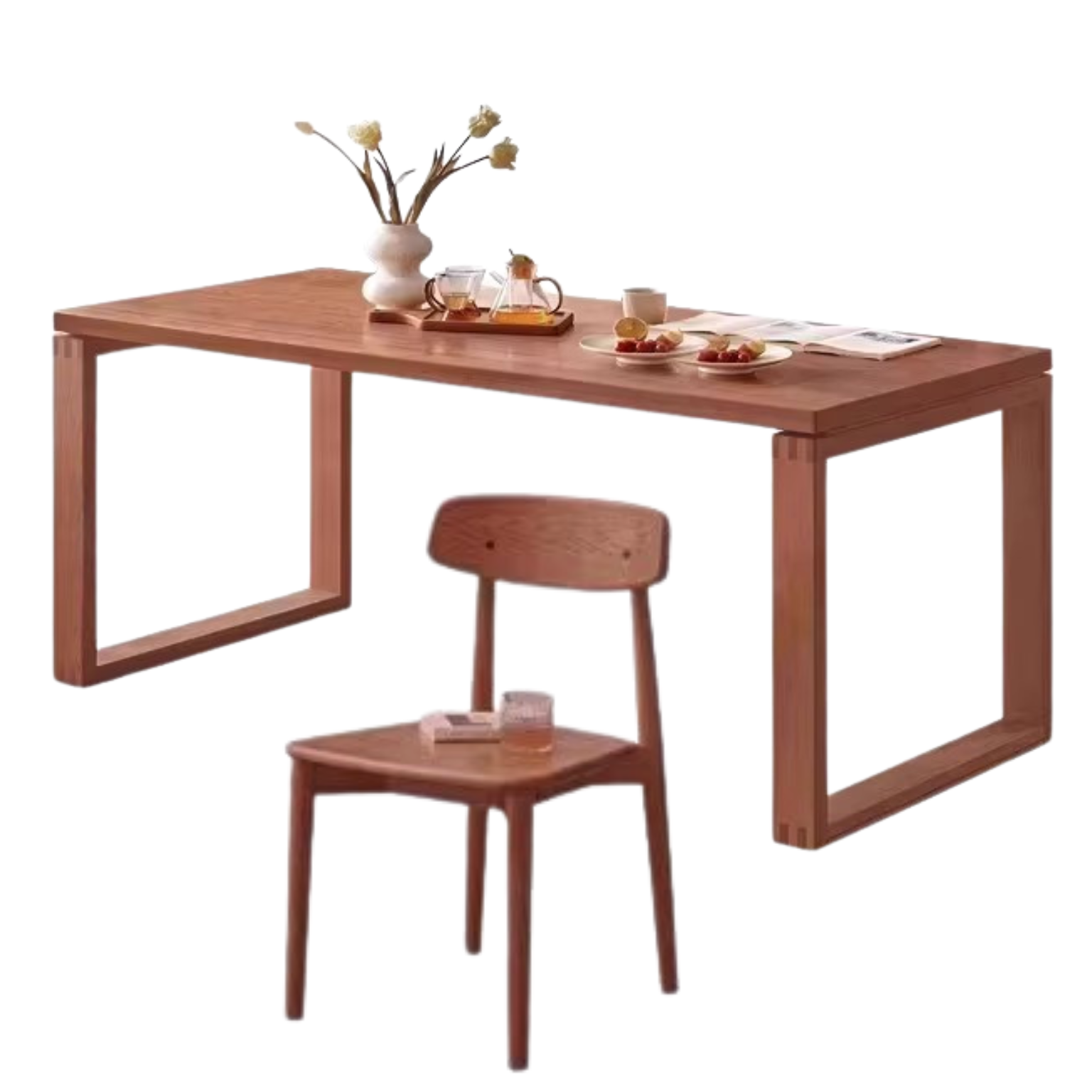 Black Walnut, Oak Solid Wood Long Dining Table