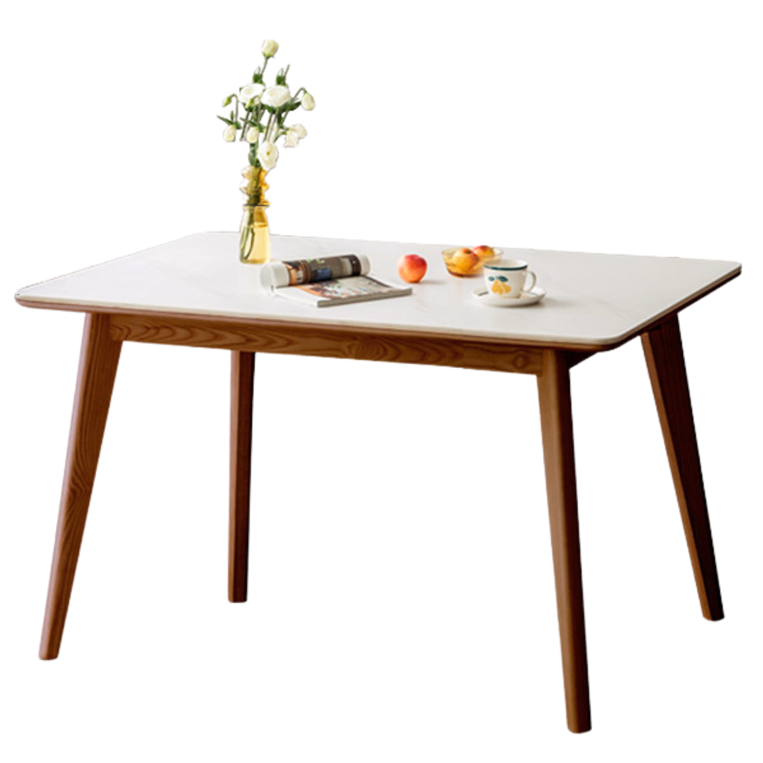 Ash, Oak Solid Wood Modern Rock Plate Dining Table