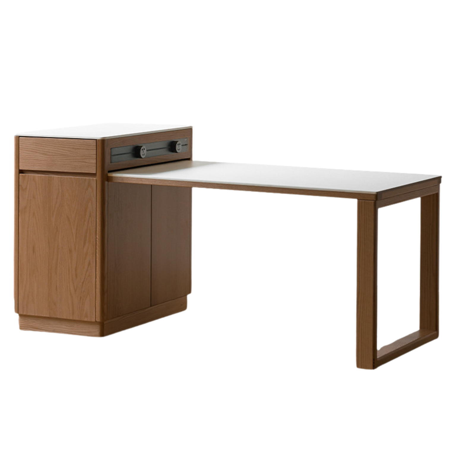 Oak Solid Wood Telescopic Island Rock Plate Dining Table
