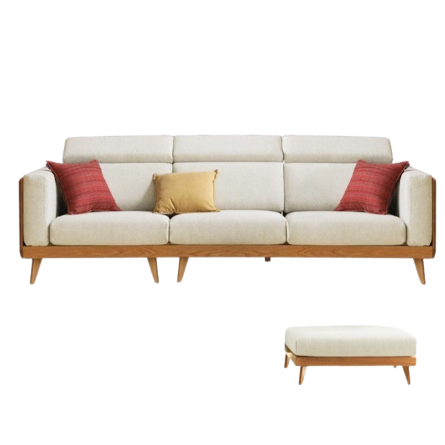 Oak, Ash Solid Wood Modern Fabric Sofa.