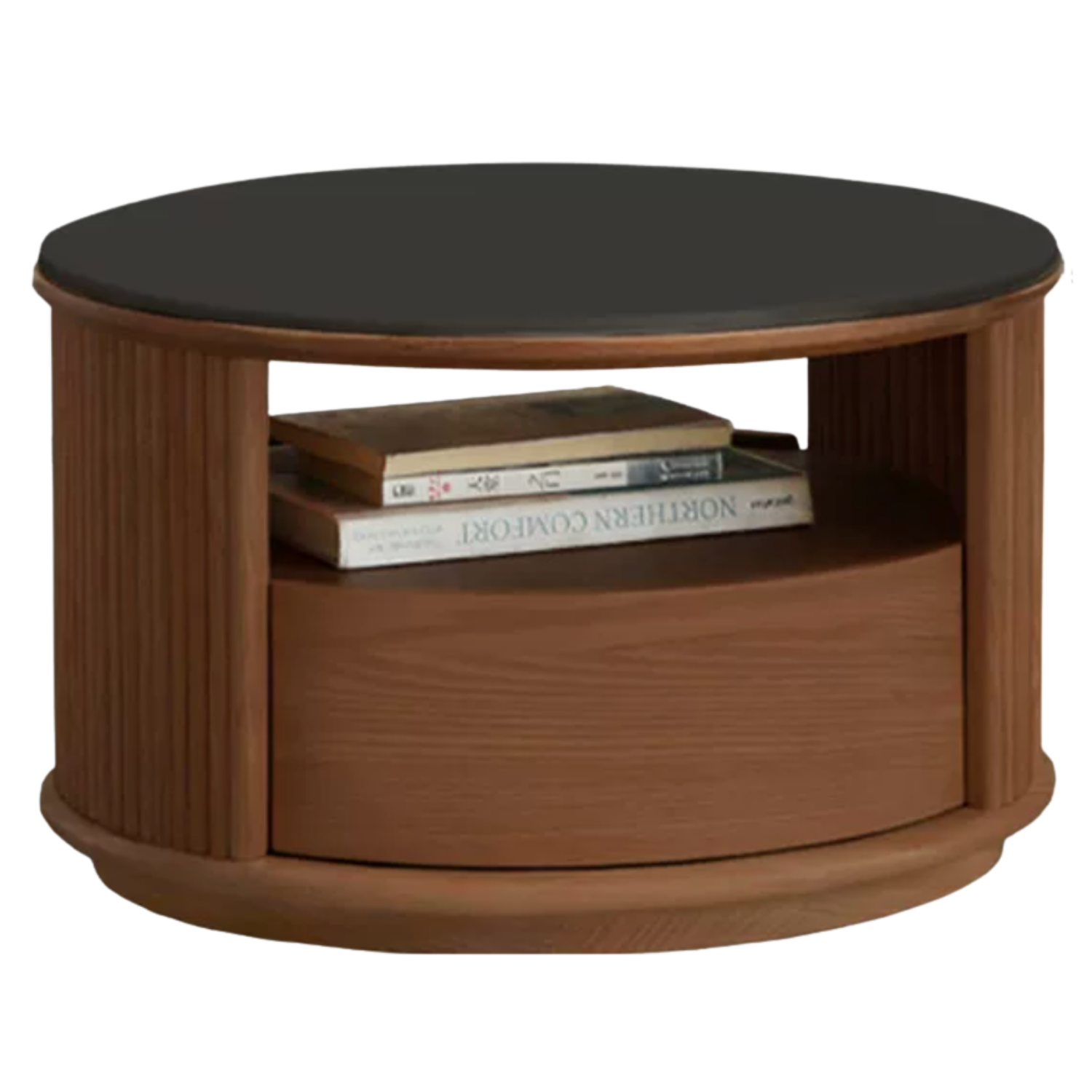 Ash Solid Wood Modern Rock Plate Round Table Coffee