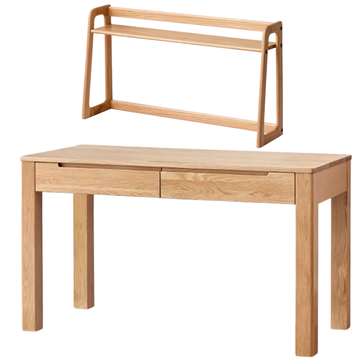 Oak Solid Wood Desk Bookshelf Integrated Simple Writing Desk