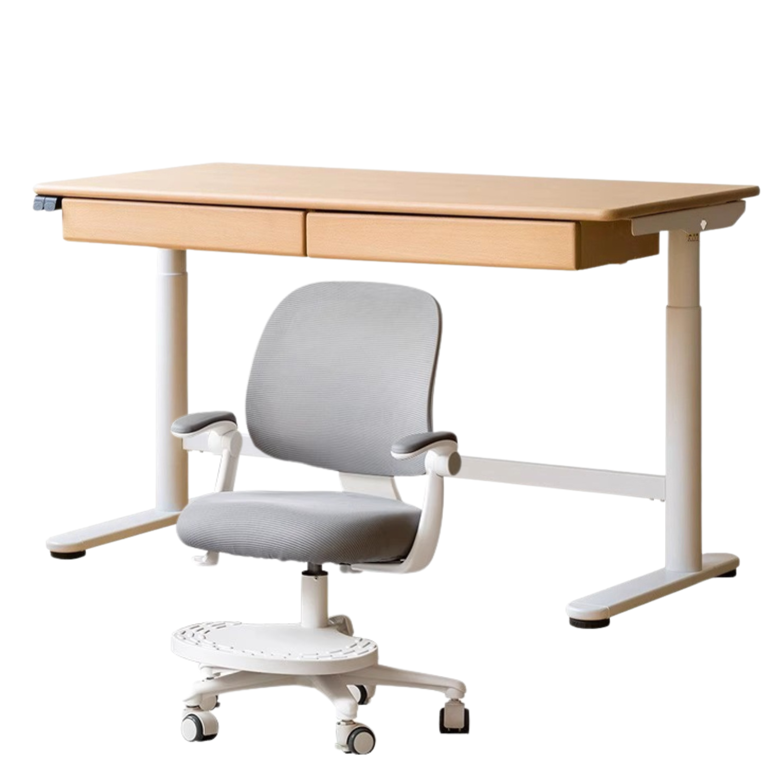 Beech Solid Wood Children's Electric Lifting Study Table