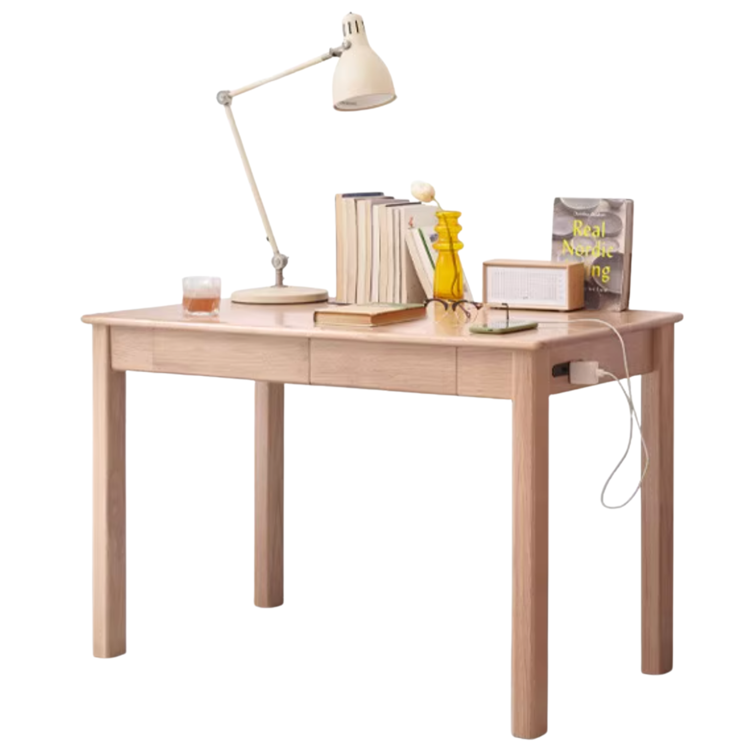 Oak, Ash Solid Wood USB Office Desk