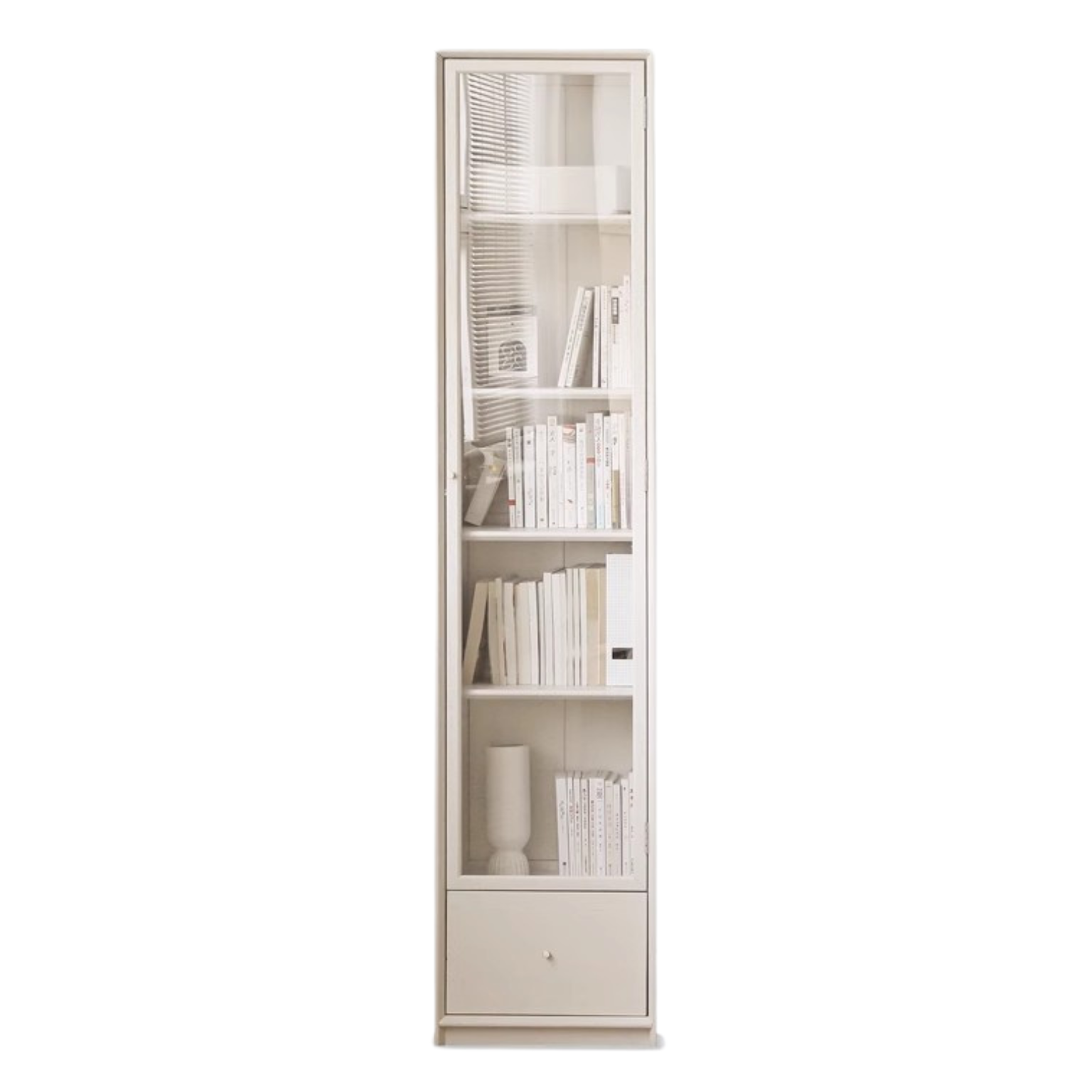 Oak Solid Wood Combination Bookcase Glass Door Floor-to-ceiling Bookshelf