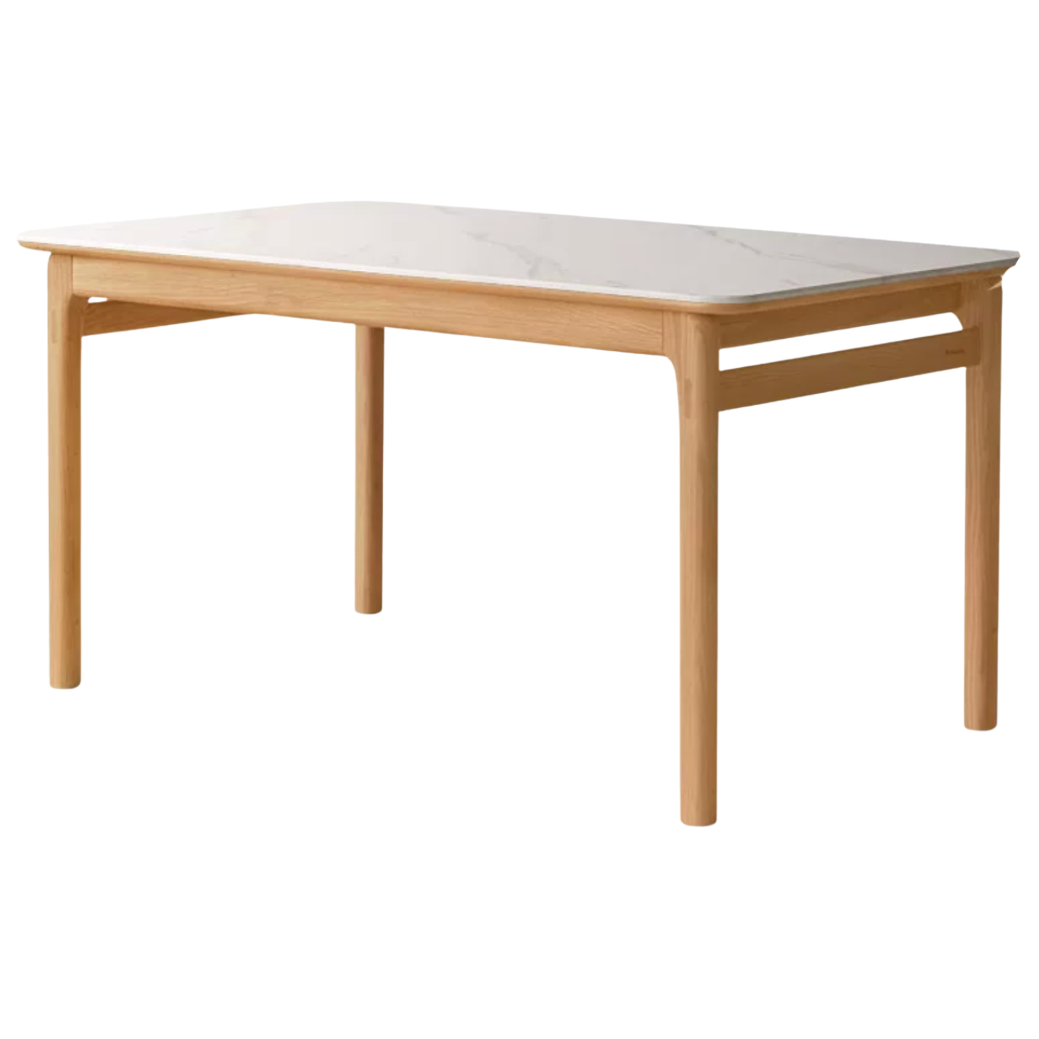 Oak, Rubberwood Solid Wood Modern Rock Plate Dining Table