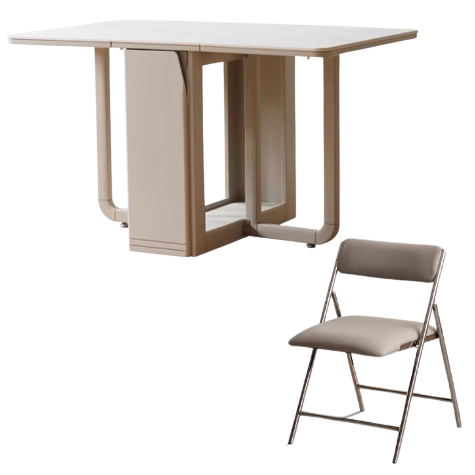 Poplar Solid Wood Italian Light Luxury Slab Folding Dining Table