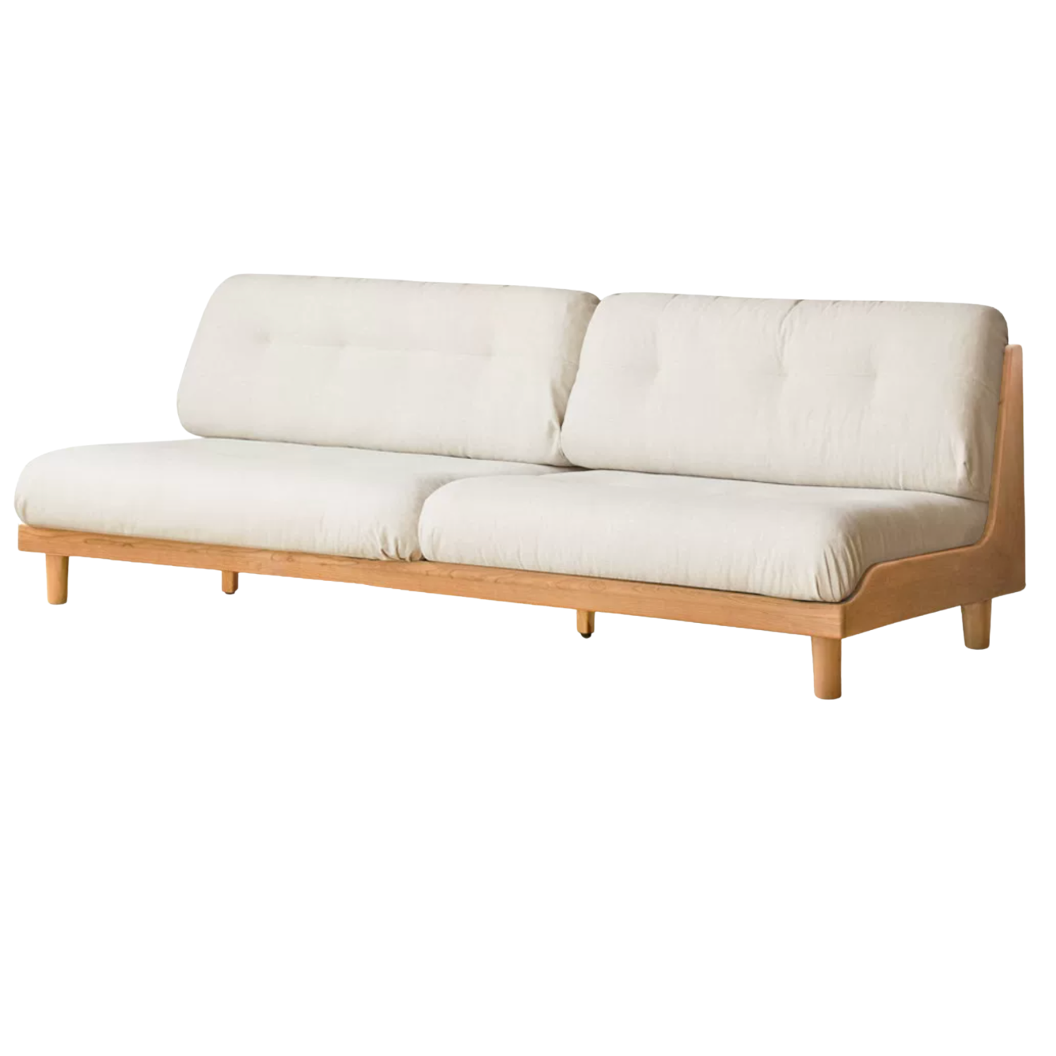 Oak, Ash Solid Wood Fabric Sofa with Deep Seat, Soft Cushion Design