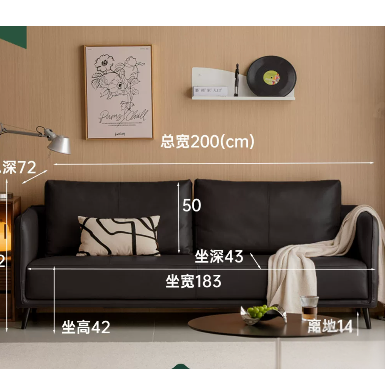 Genuine Leather, eco-leather ultra-slim modern design sofa