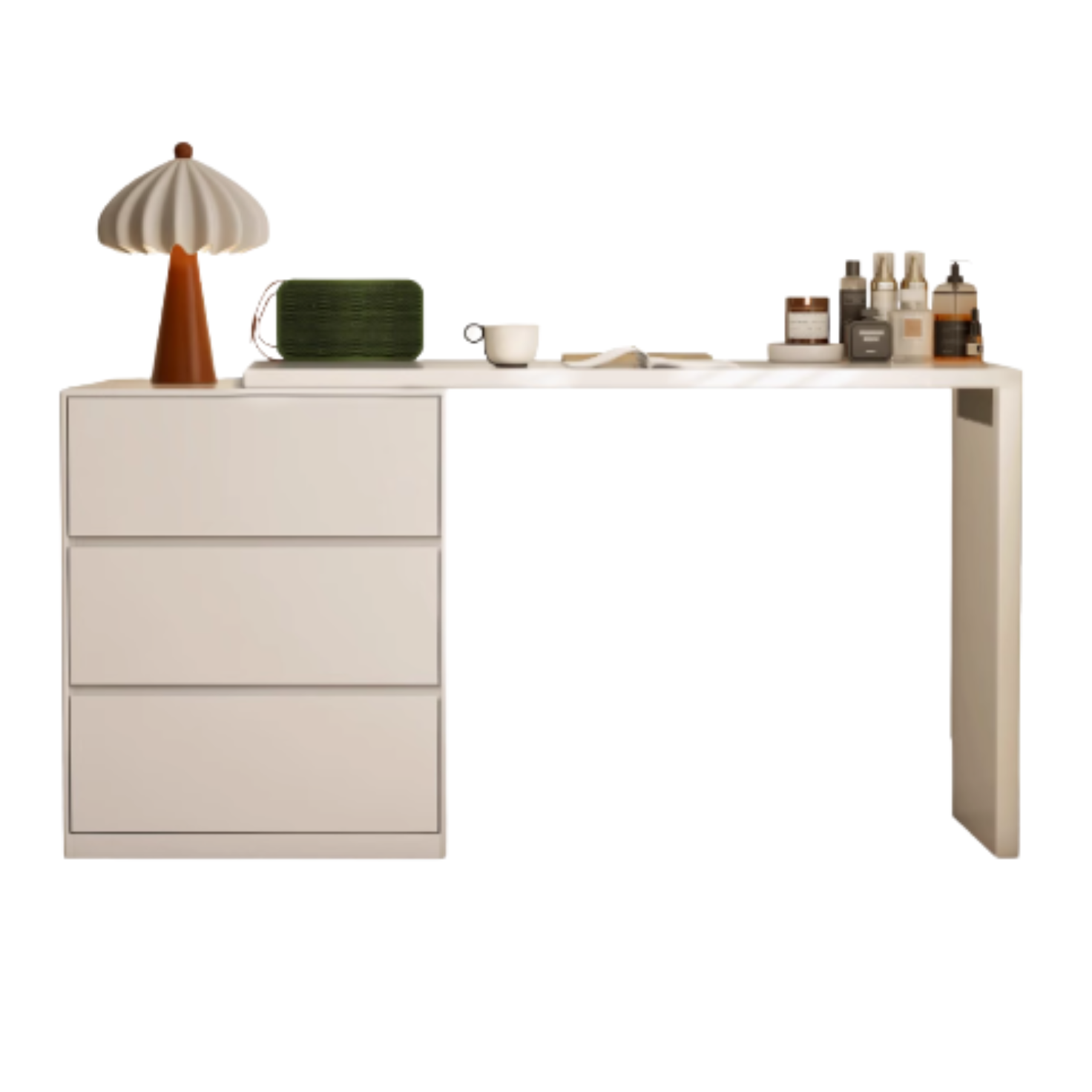 Solid RubberWood Cream Style Telescopic Vanity Table.