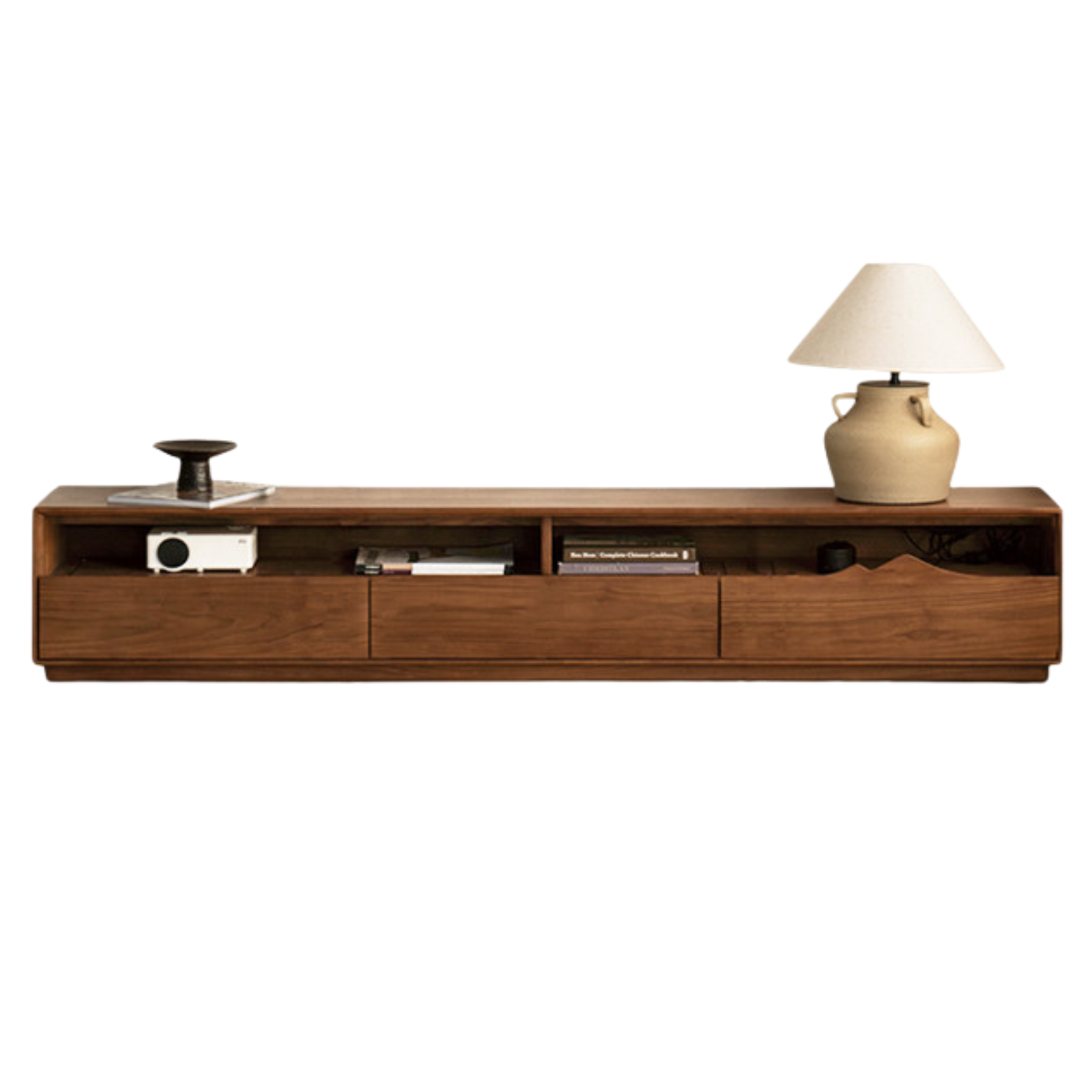 Black Walnut, Ash Solid Wood Large Capacity Floor TV Table