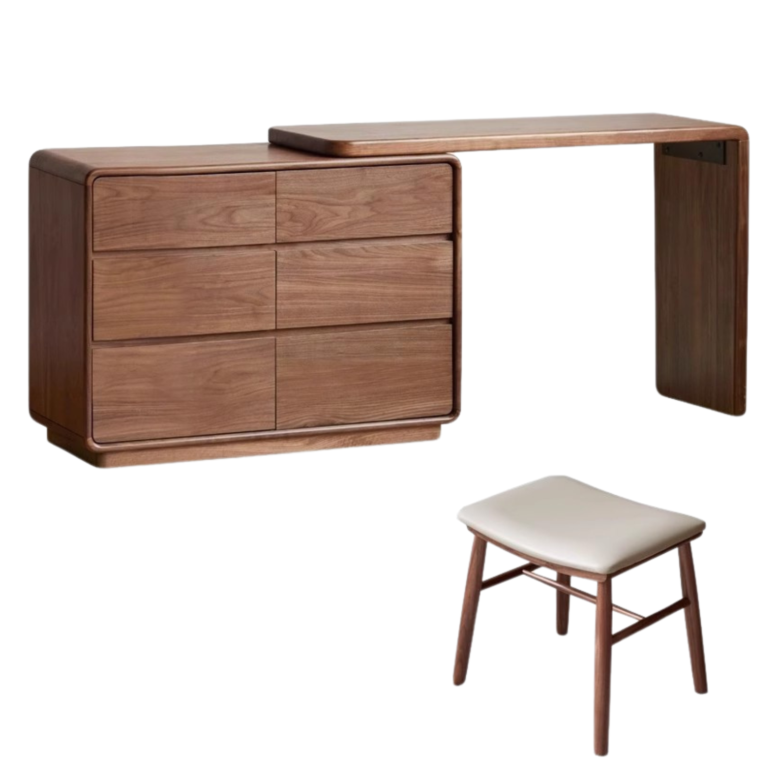 Black Walnut, Golden Sandalwood Telescopic Vanity Table.