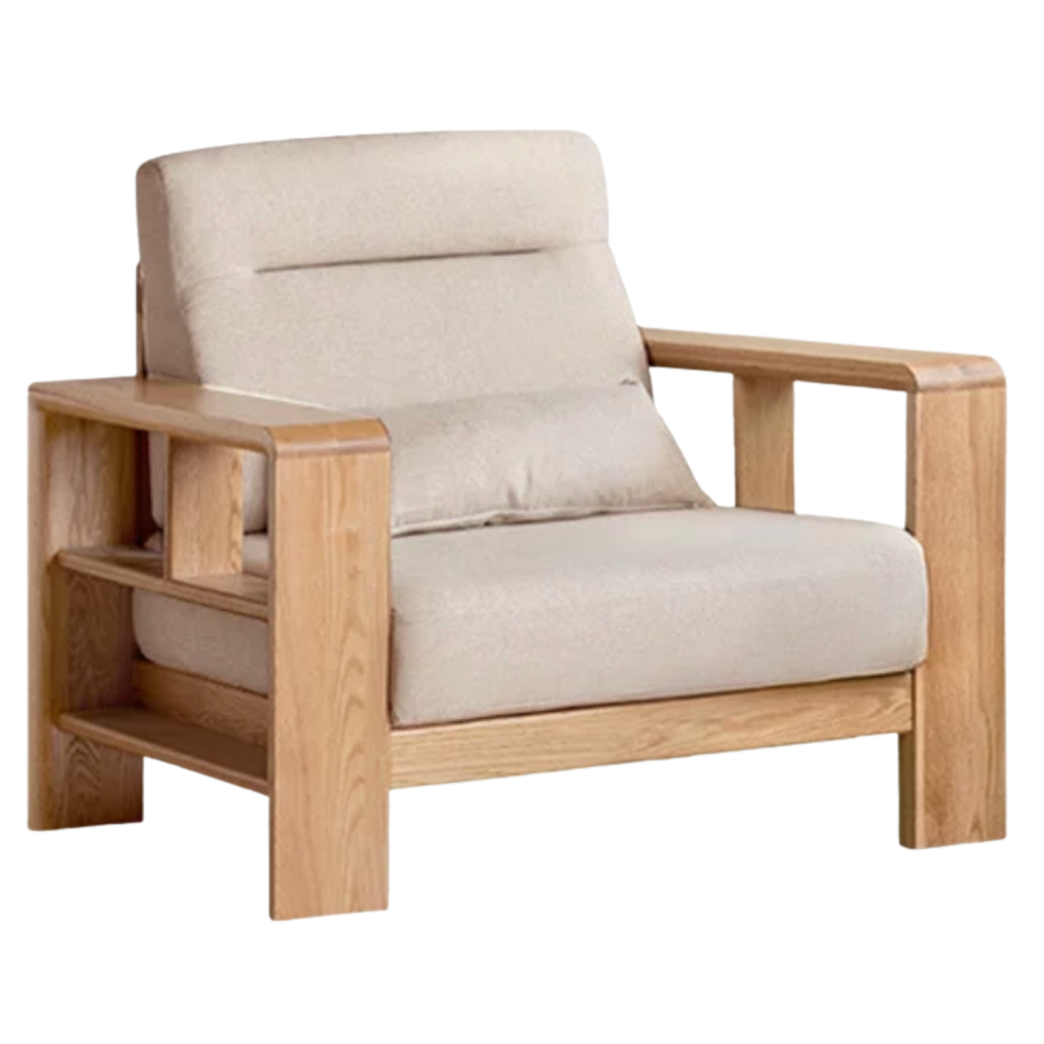 Oak, Ash Solid Wood Corner Sofa with Modern Fabric Upholstery