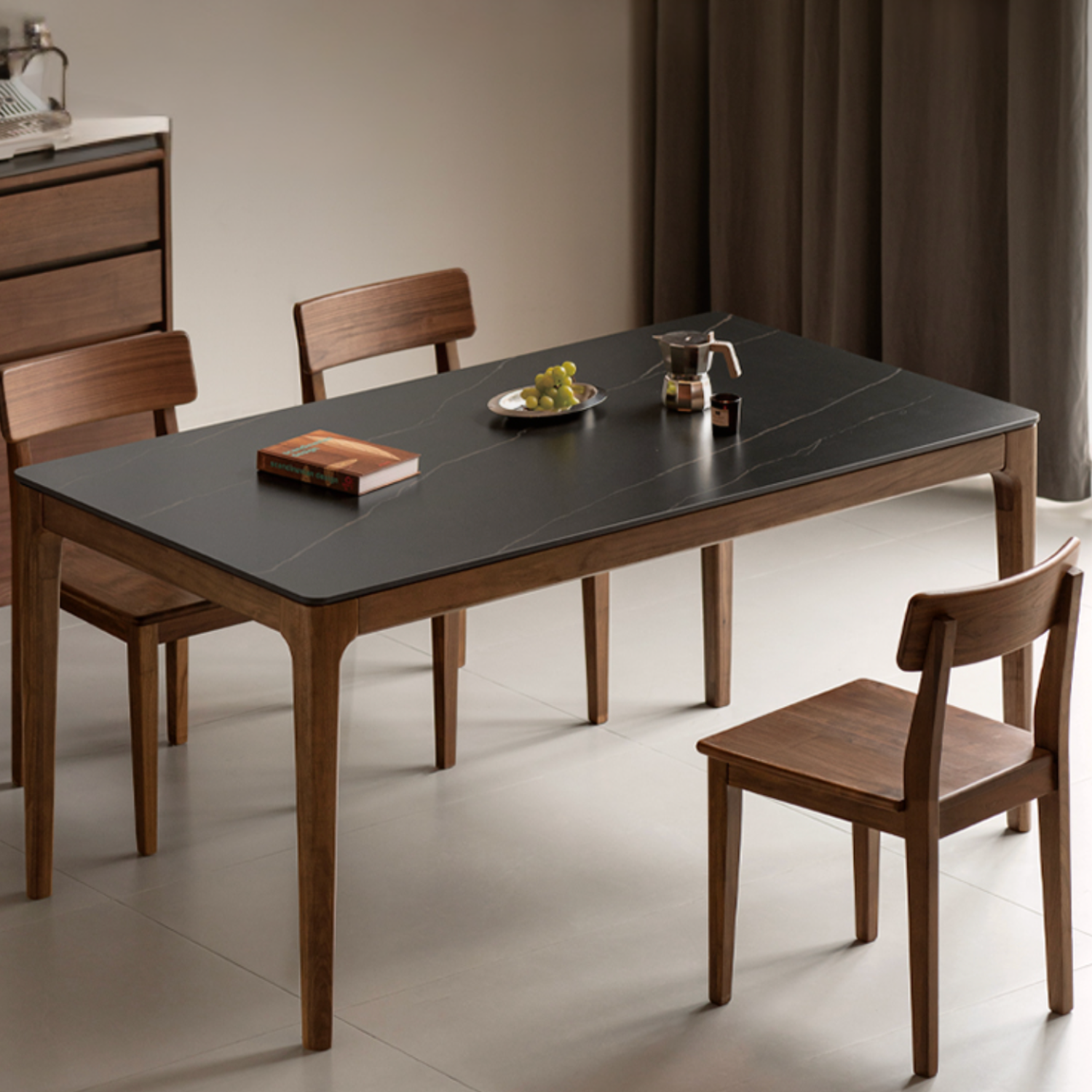 solid wood dining table black walnut Nordic dining table simple