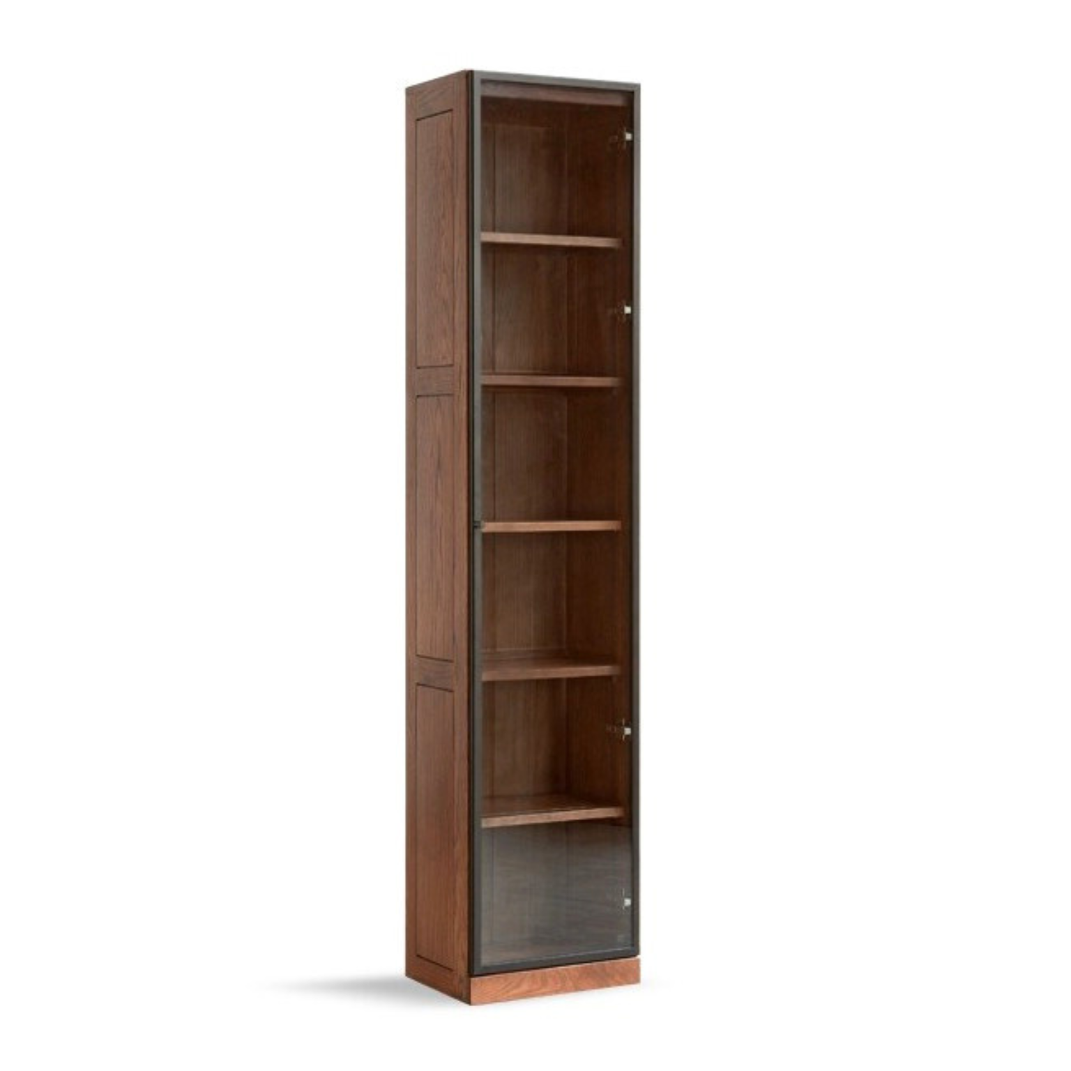 Solid Rubberwood, Oak Solid Wood Bookcase Modern With Glass Door