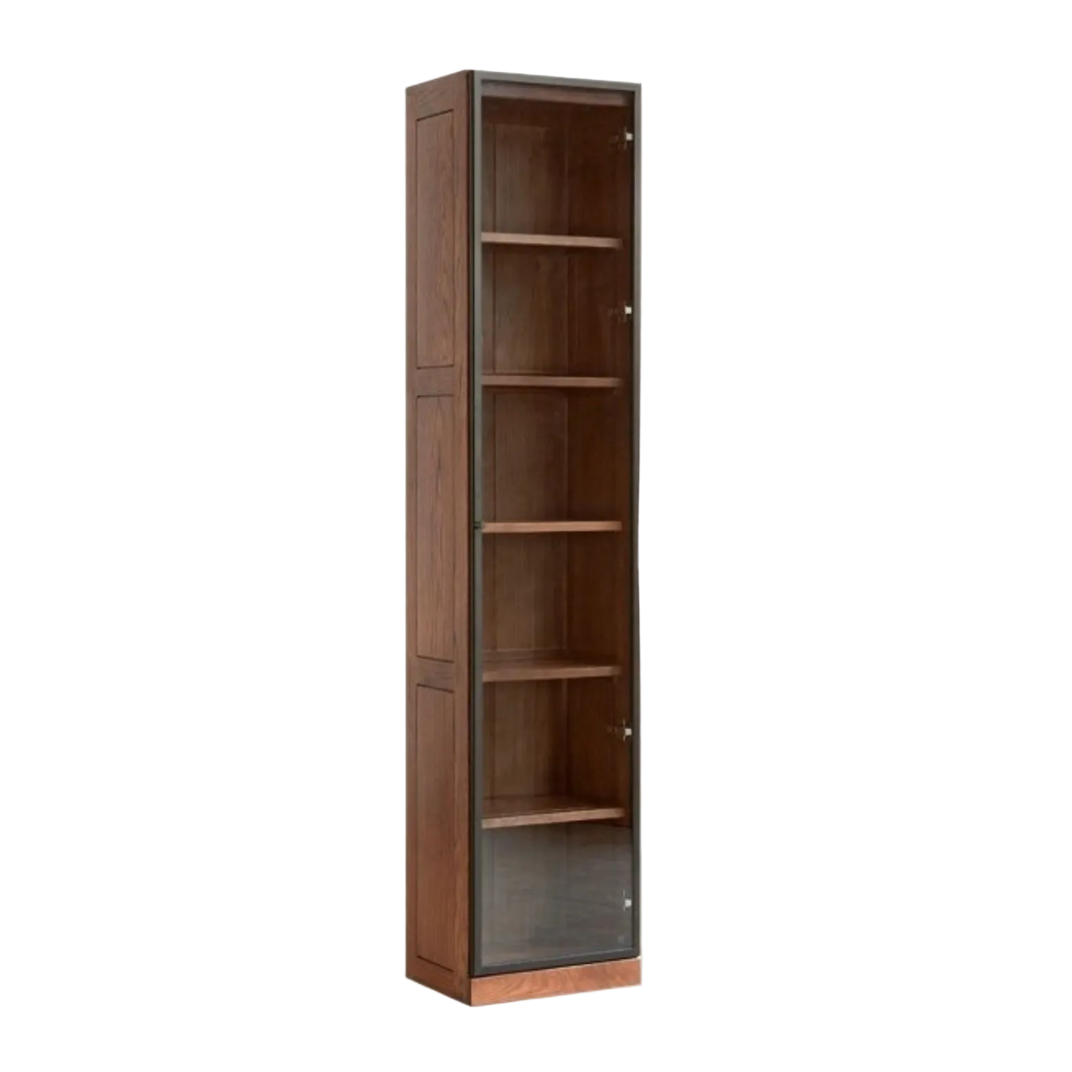 Solid Rubberwood, Oak Solid Wood Bookcase Modern With Glass Door