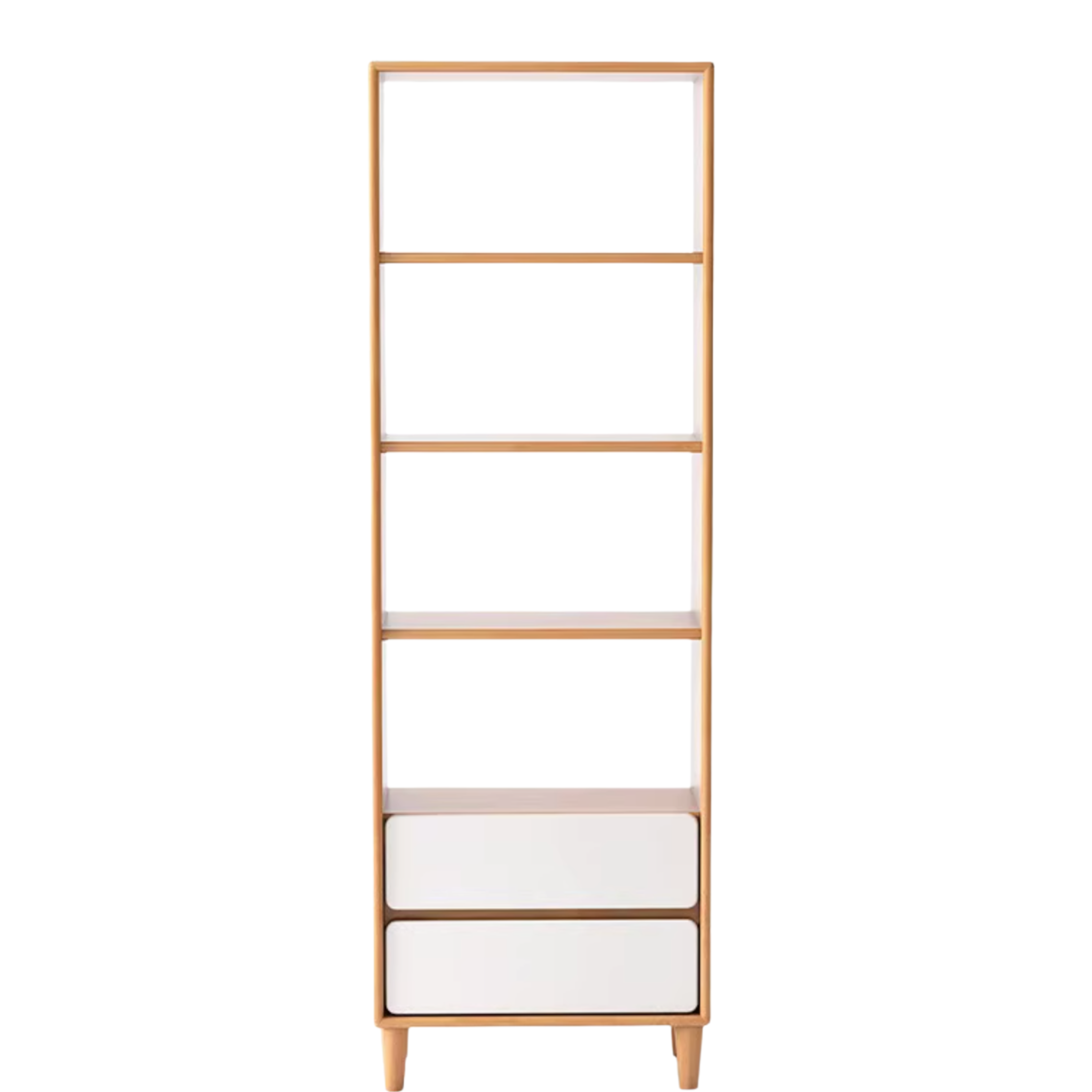 Oak, Rubber Solid Wood Modern Storage Bookcase