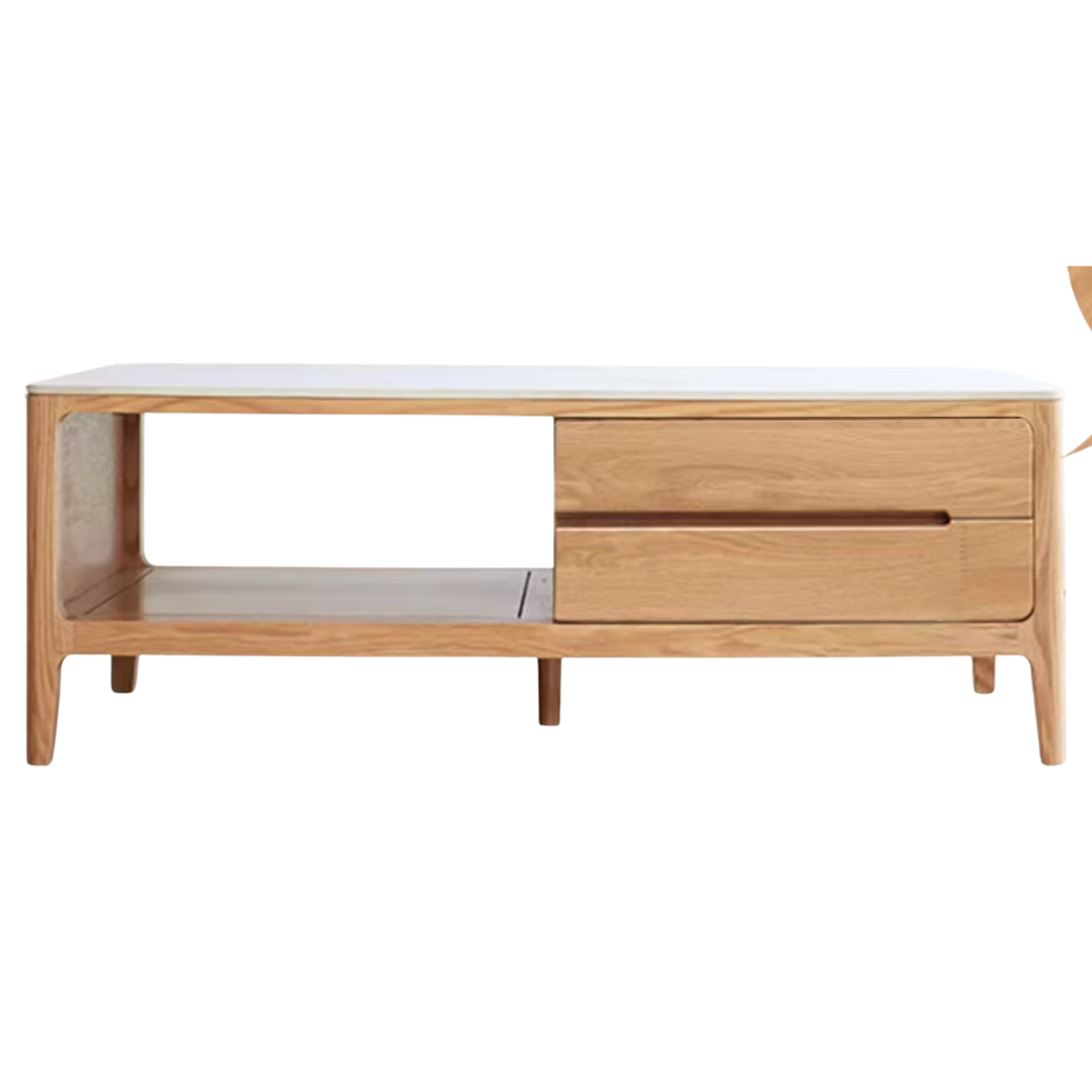 Oak, Solid Rubberwood Coffee Table Three Drawers