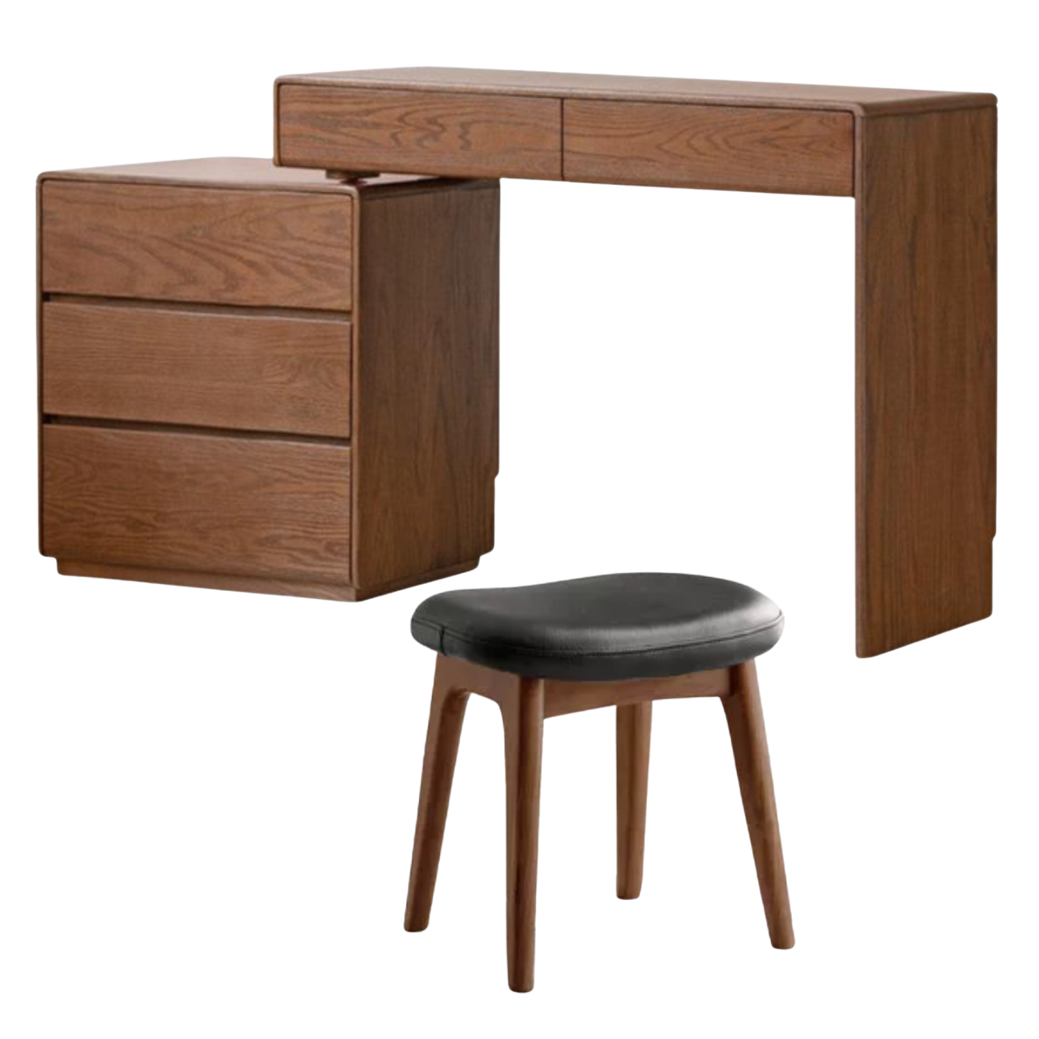 Oak Solid Wood Retro Style Retractable Vanity Table.