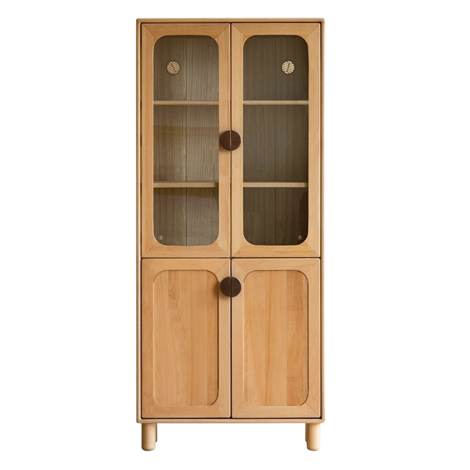 Beech Solid Wood Bookcase Study Bookshelf Cabinet Combination