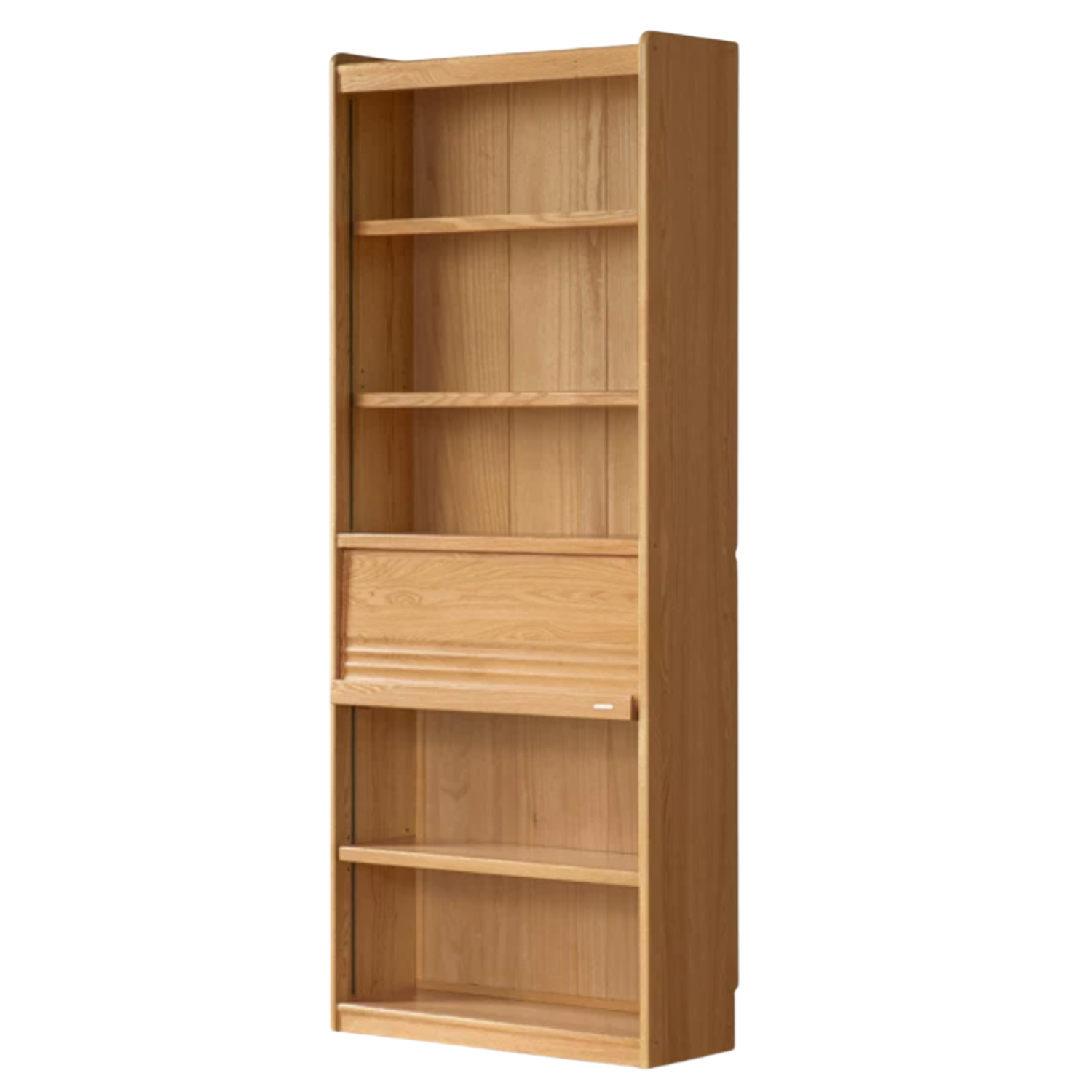 Oak, Ash Solid Wood Display Bookcase with Wall-Mounted Option and Storage Cabinet