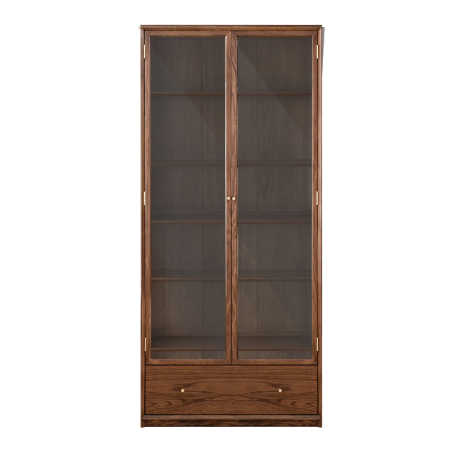 Oak, Ash Solid Wood Modular Bookcase with Glass Doors
