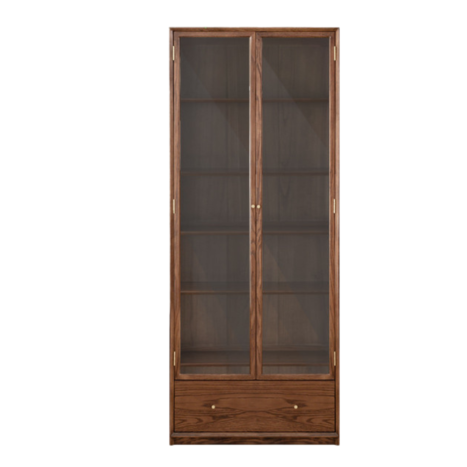 Oak, Ash Solid Wood Modular Bookcase with Glass Doors