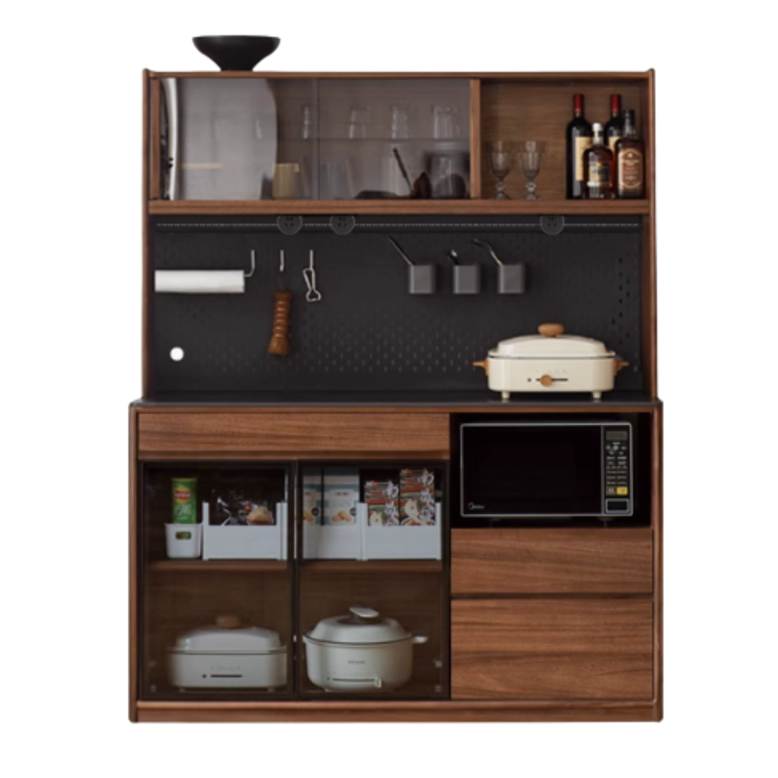Black Walnut Solid Wood Sideboard, Buffet Cabinet