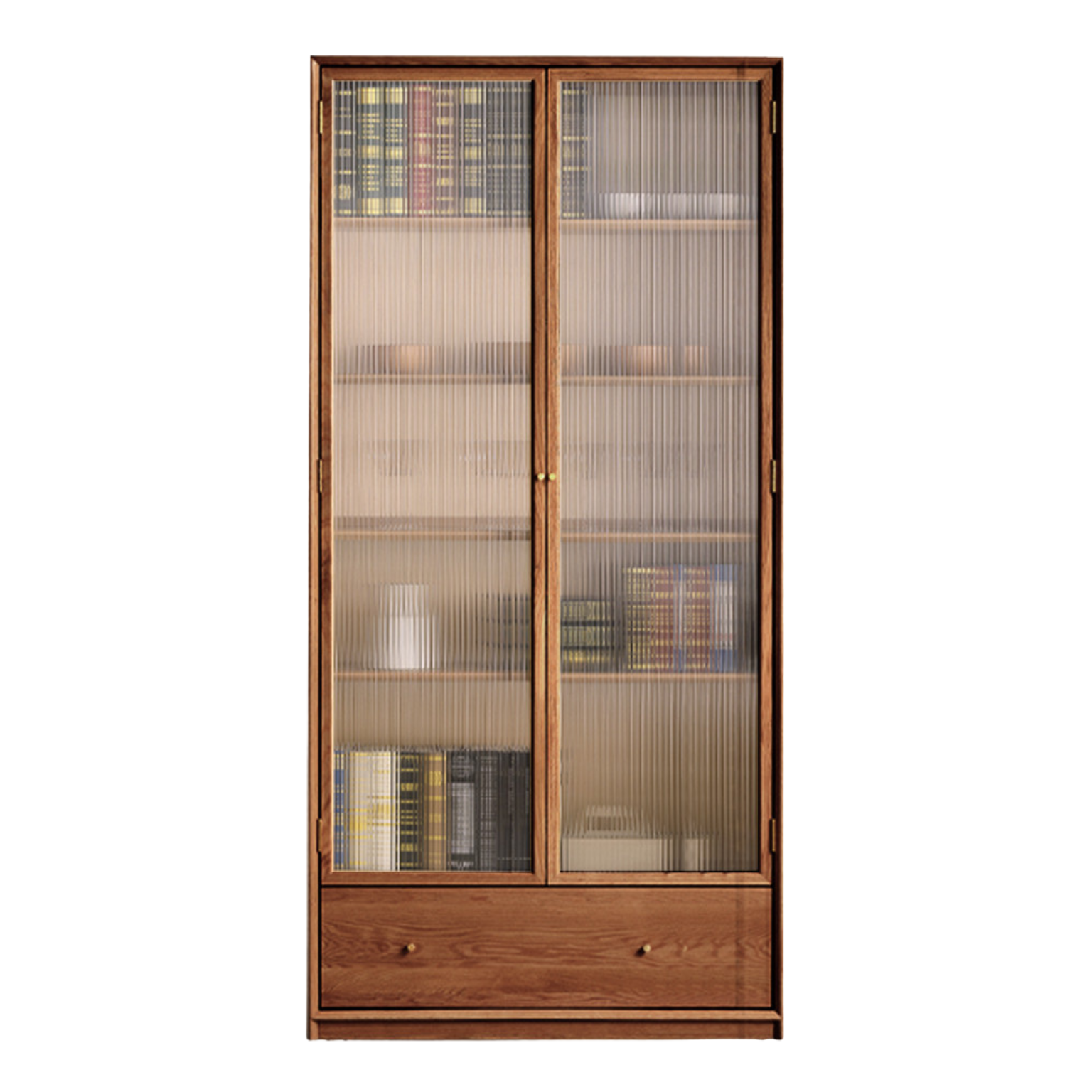 Oak, Ash Solid Wood Modular Bookcase with Glass Doors