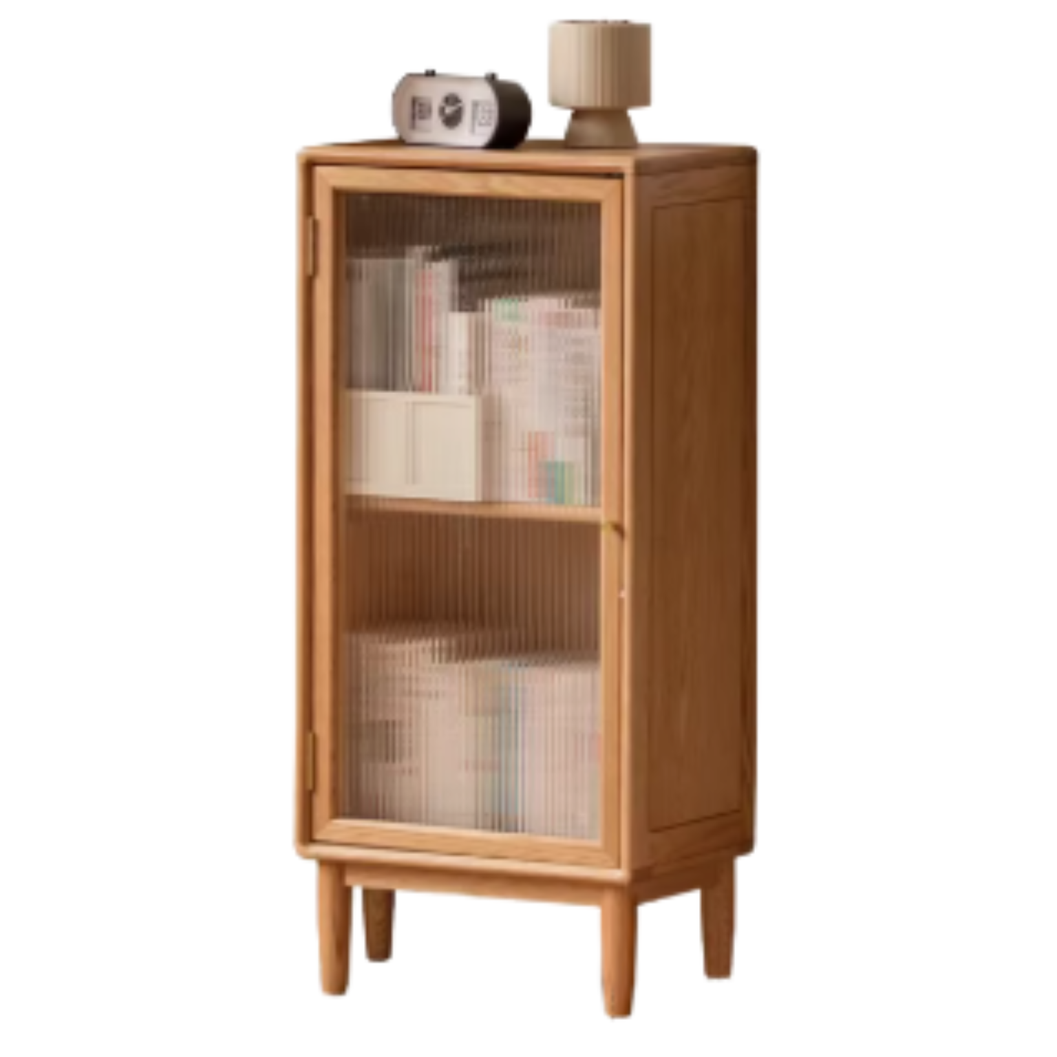Oak, Beech Solid Wood Side Cabinet, Small Bookcase