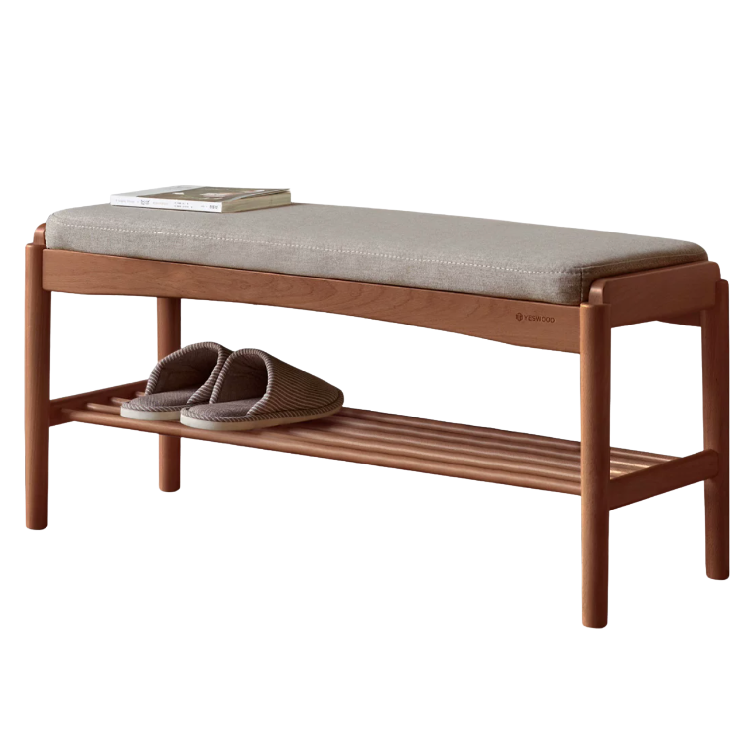 Back Walnut, Oak, Beech, Cherry Solid Wood Shoe Storage Bench