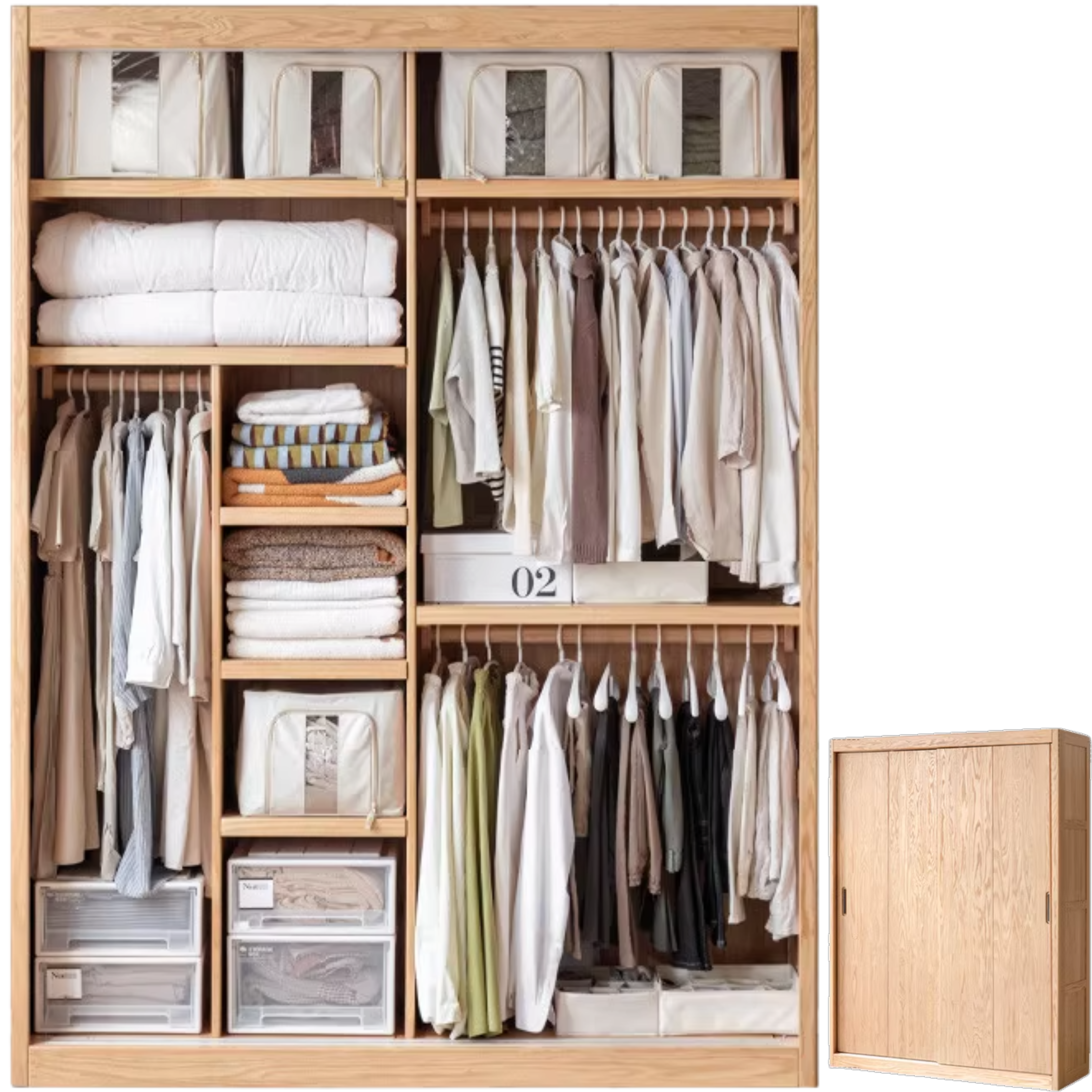 Oak Solid Wood Modern Wardrobe.