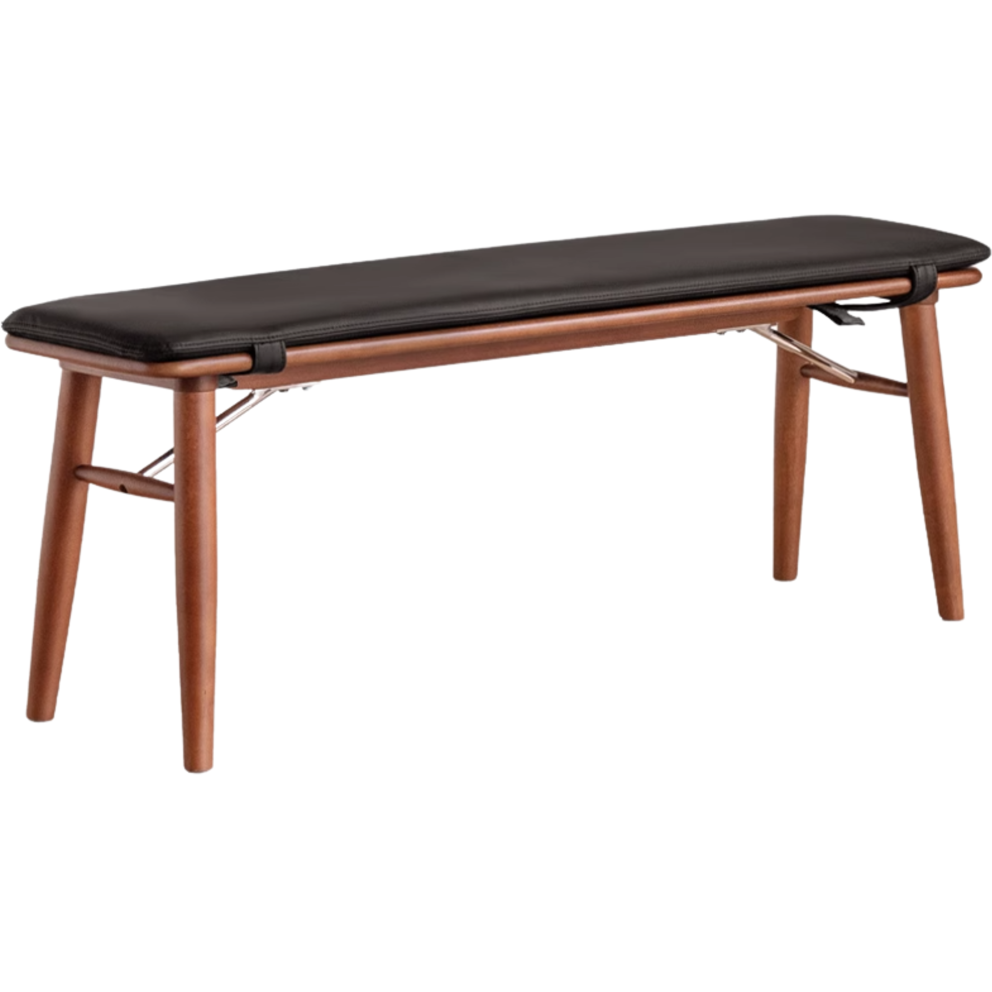Beech, Birch Solid Wood Organic Leather Long Bench