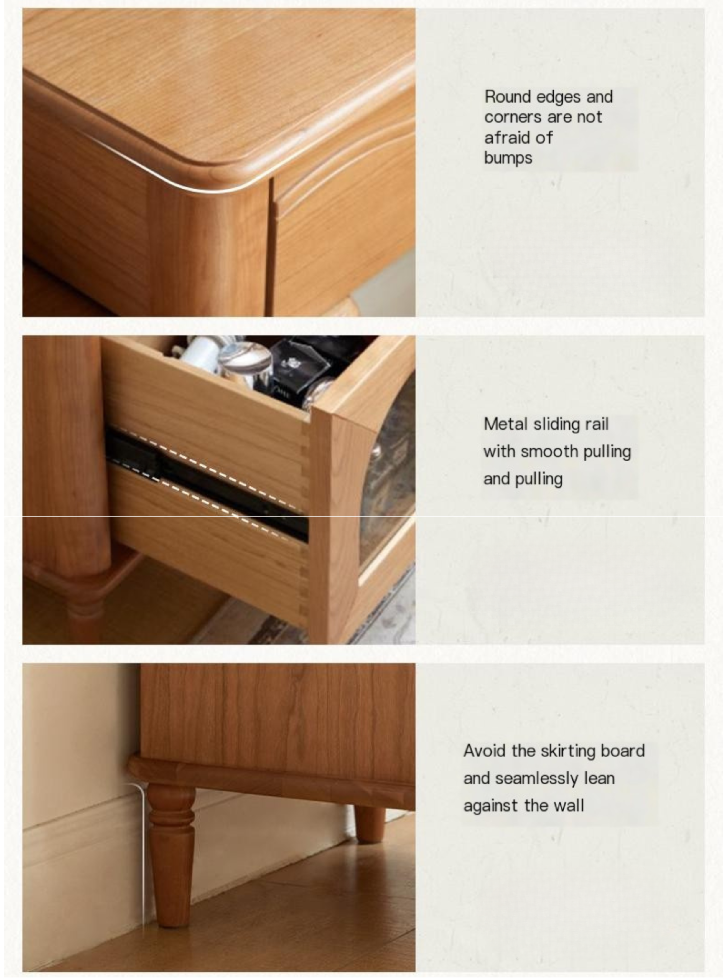 Cherry Solid Wood Medieval Style Retractable Vanity Table.