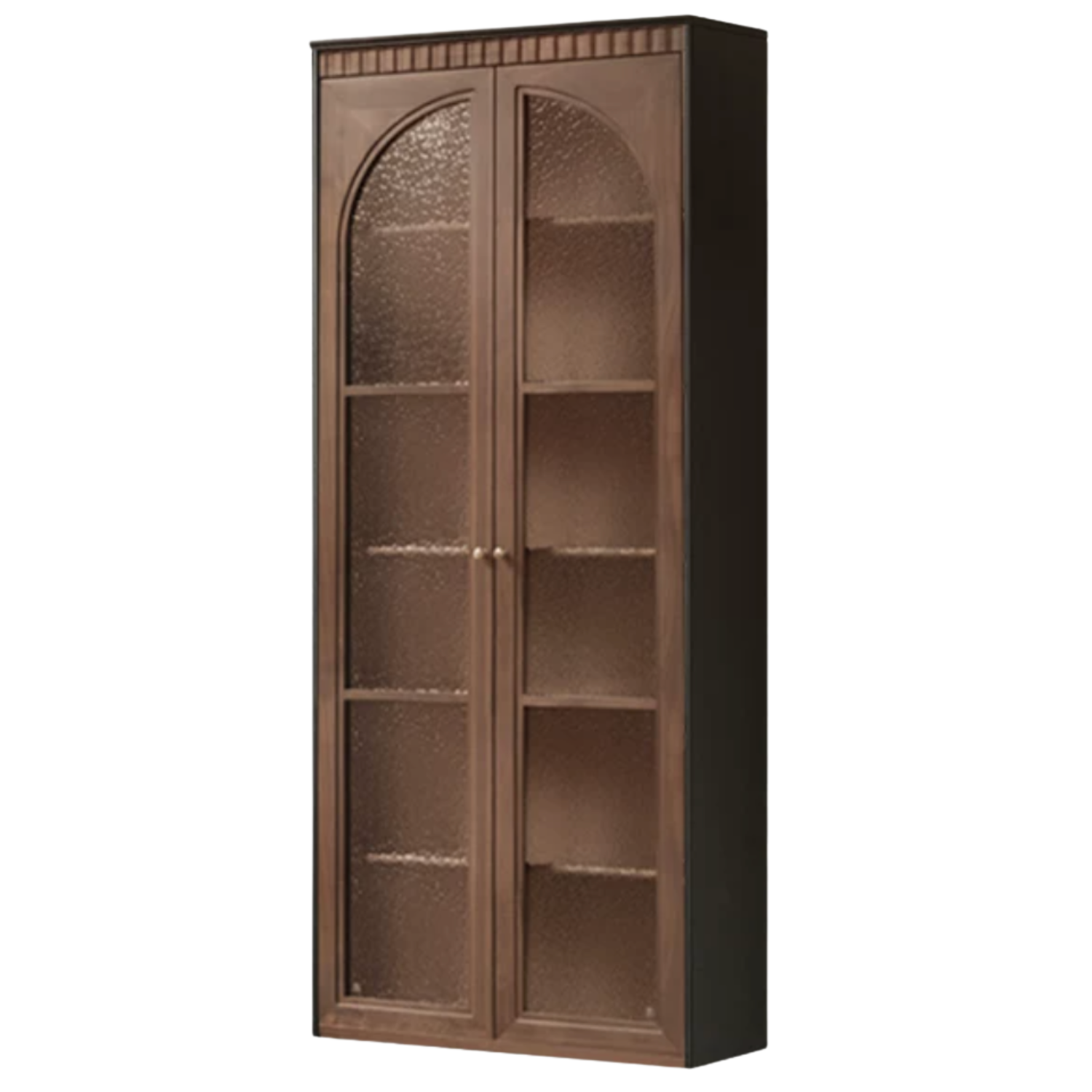 Black Walnut, Solid Sandalwood, Oak Bookcase with French Retro Display Cabinet