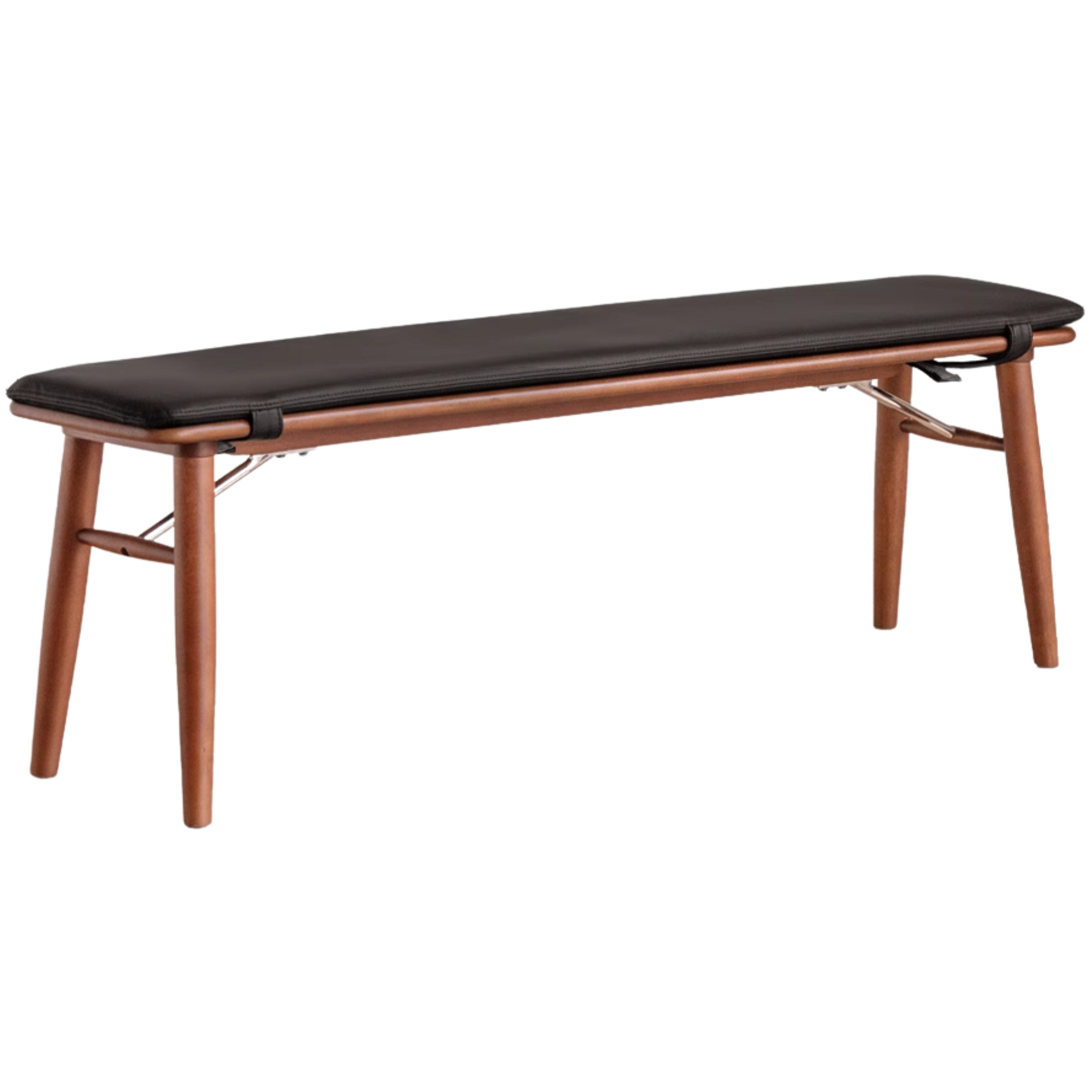 Beech Solid Wood Organic Leather Long Bench