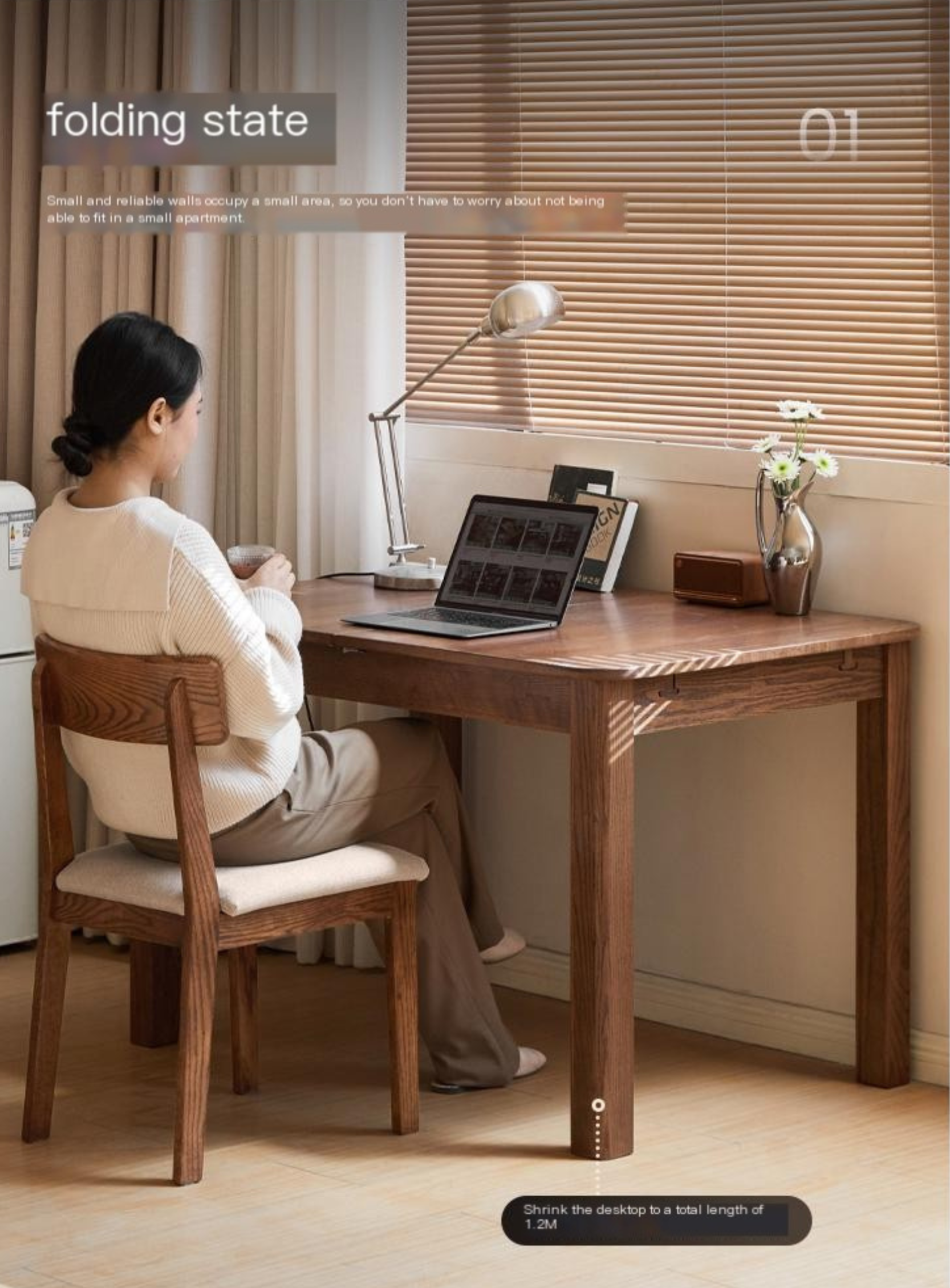 Oak Solid Wood Retractable Dining Table