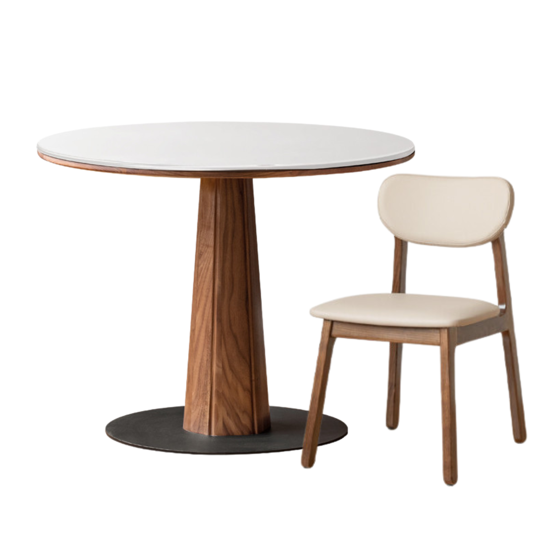 Black Walnut, Ash, Sandalwood Solid Wood Round Dining Table