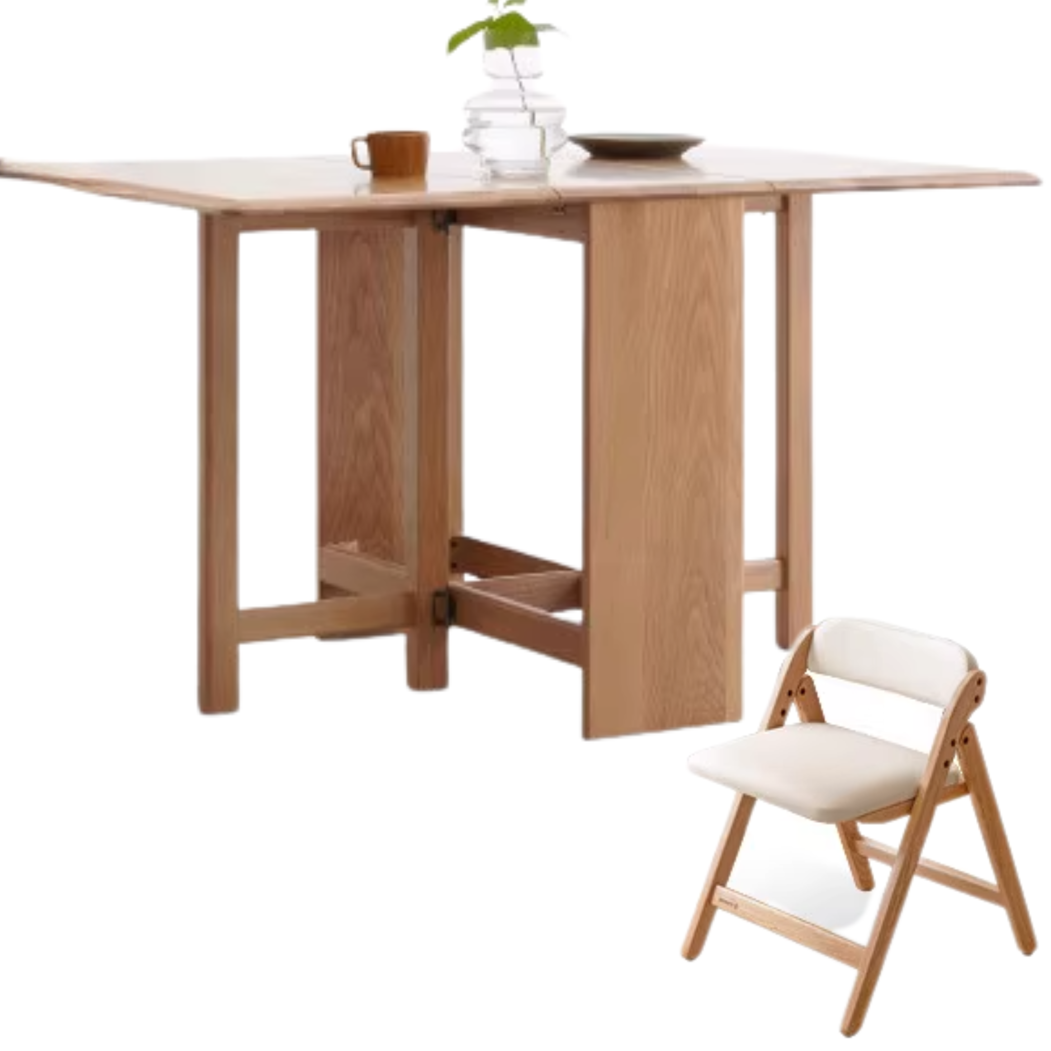 Oak Solid Wood Retractable Dining Table
