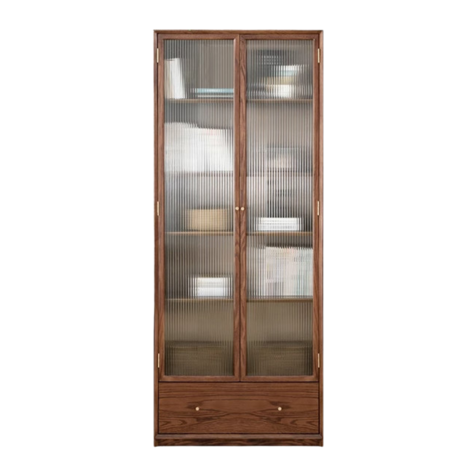 Oak, Ash Solid Wood Modular Bookcase with Glass Doors
