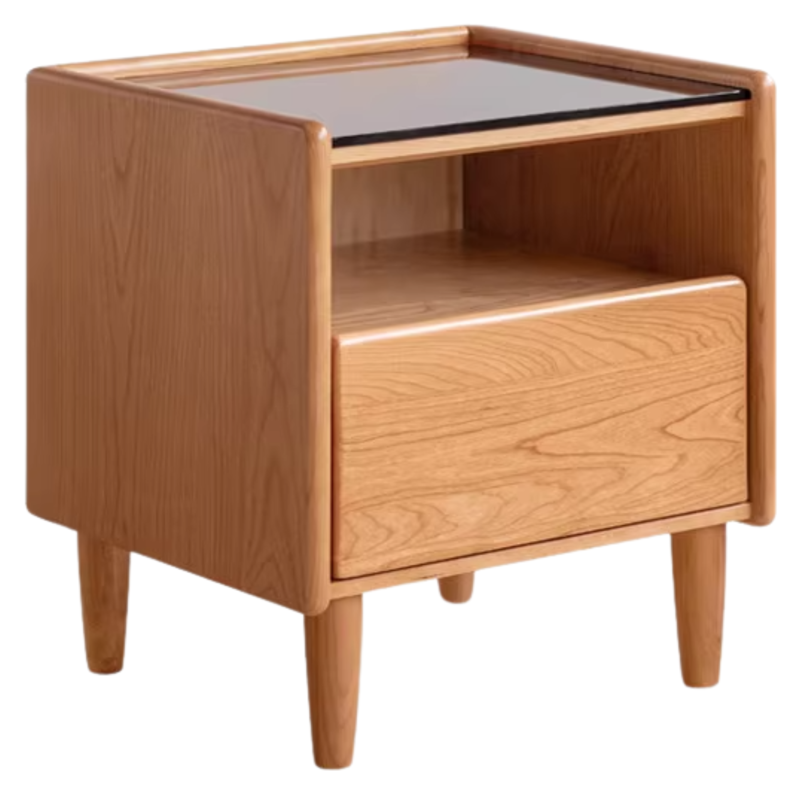 Cherry, Ash Solid Wood Small Nightstand.