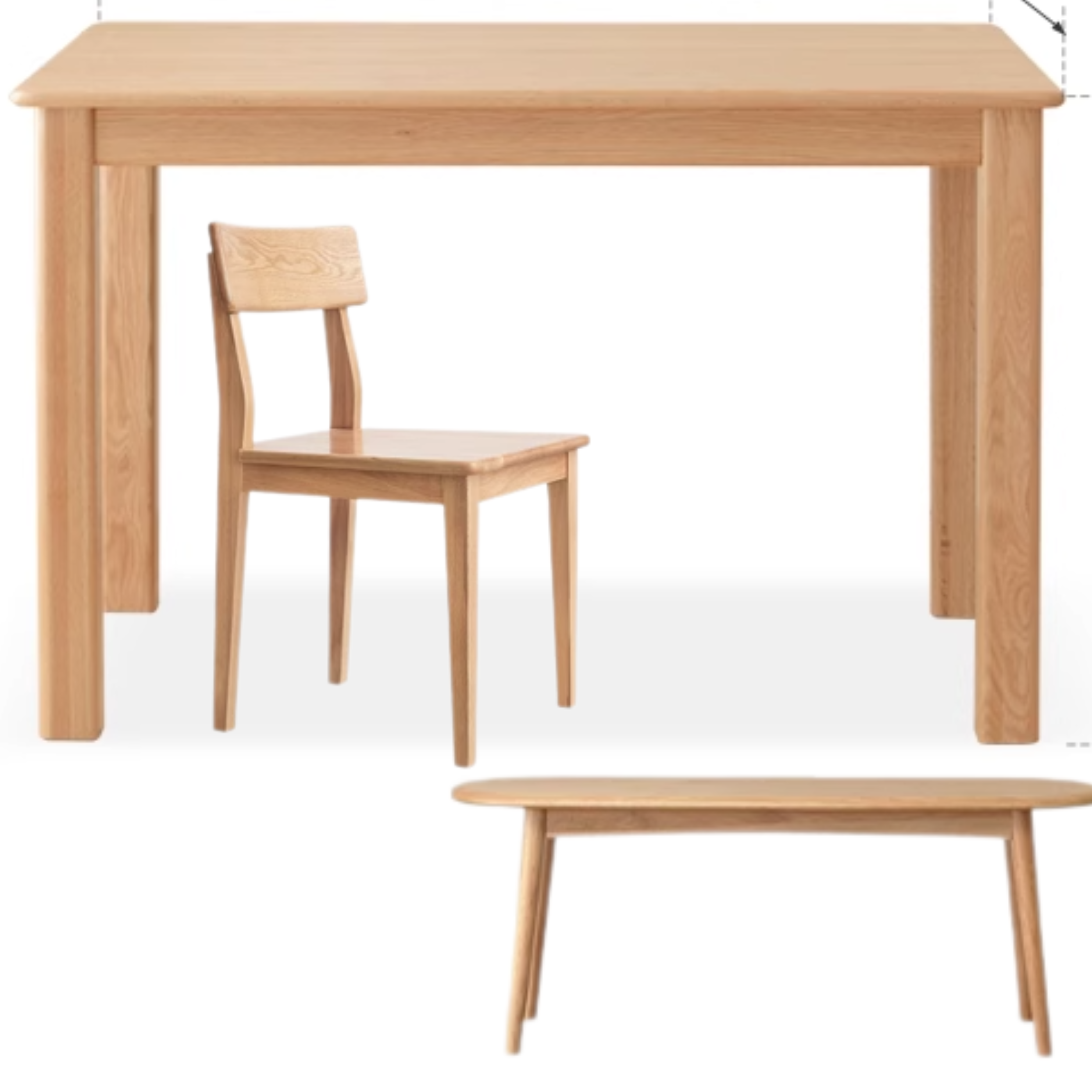 Oak, Ash Solid Wood Modern Dining Table