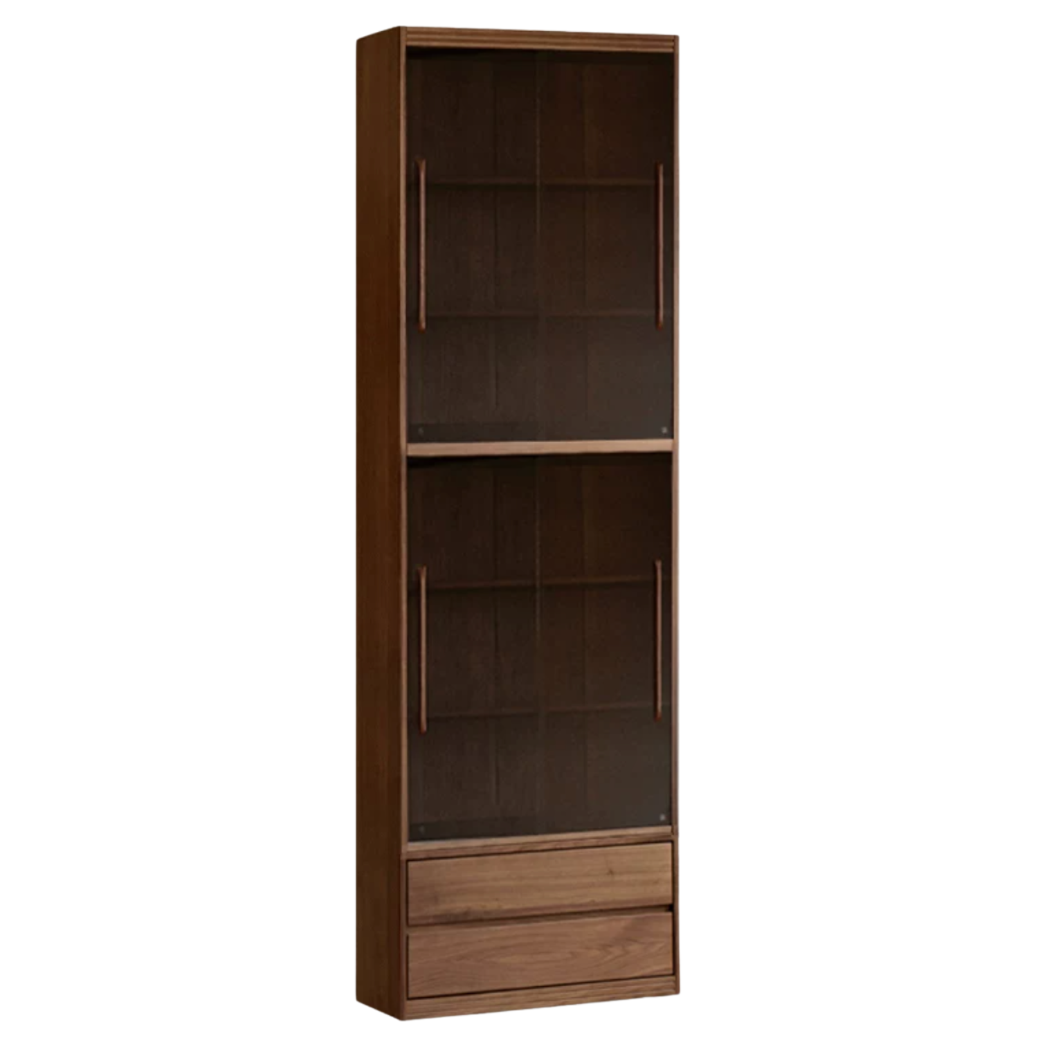 Black Walnut, Oak, Ash Solid Wood Floor-Standing Bookcase with Luxury Storage Cabinet